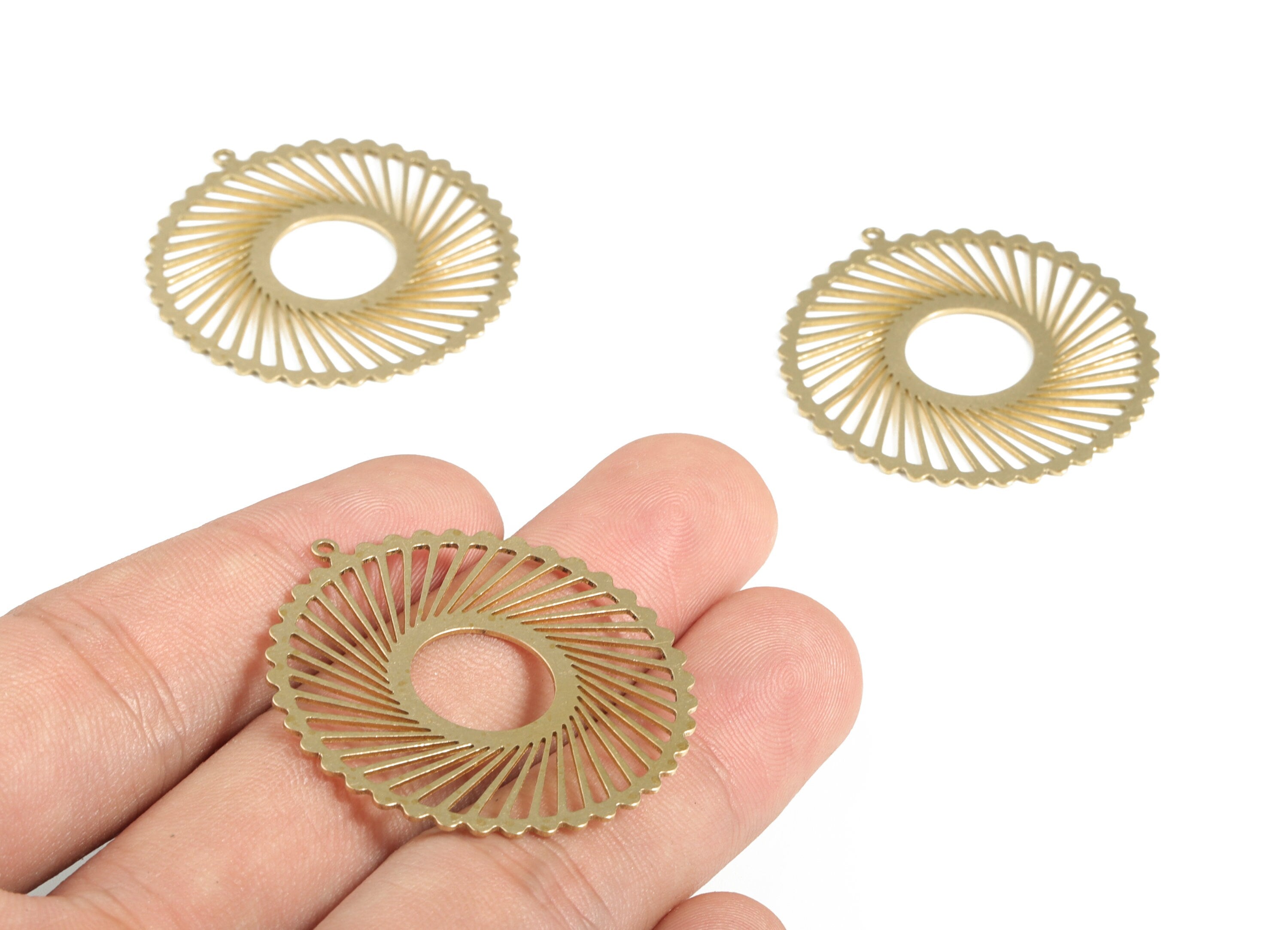 Brass Circle Earring Charm – Donut Pendant Charm – Filigree Ring Charm - Earring Findings - Jewelry Supplies - 38.04x35.9x0.62mm - PP4156 - DOMEDBAZAAR