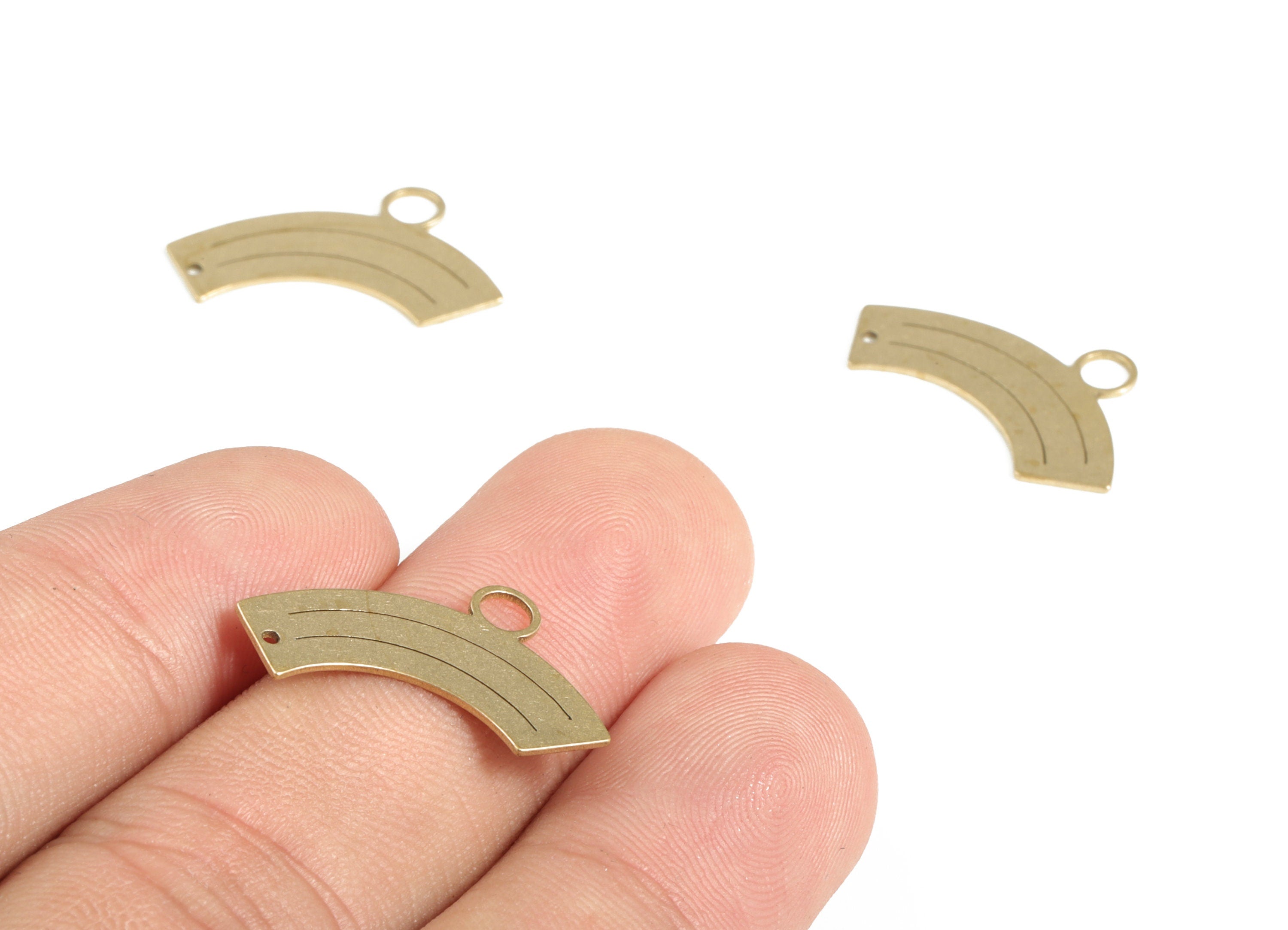 Brass Rainbow Pendant Charm – Raw Brass Rainbow Earring Charm – Earring Findings - Jewelry Making Supplies - 22.59x13.34x0.59mm - PP4164 - DOMEDBAZAAR