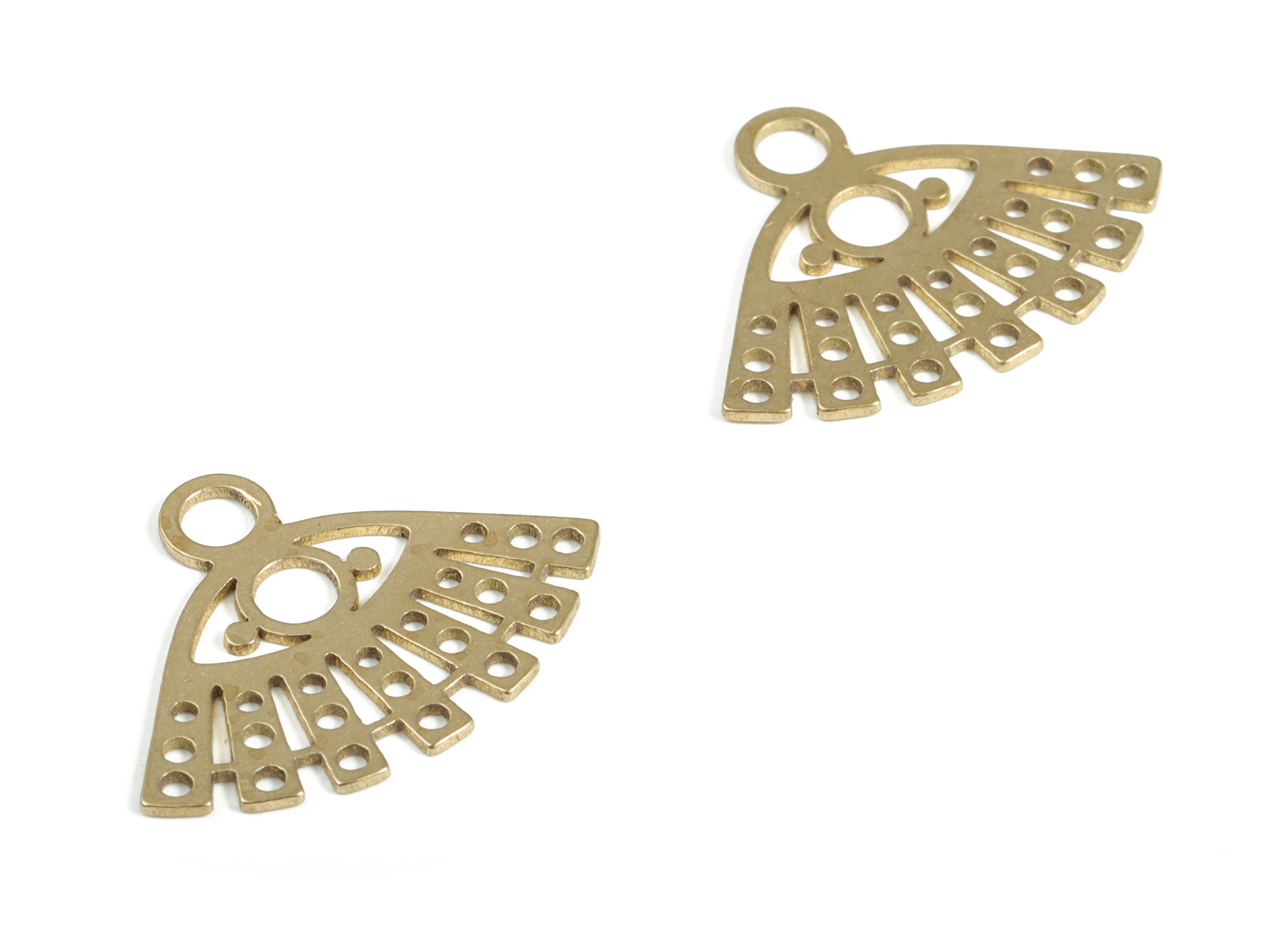 Brass Eye Fan Earring Charms – Raw Brass Fan Pendant Charm – Earring Findings – DIY Jewelry Making Supplies -22.9x17.43xo.61mm - PP4167 - DOMEDBAZAAR