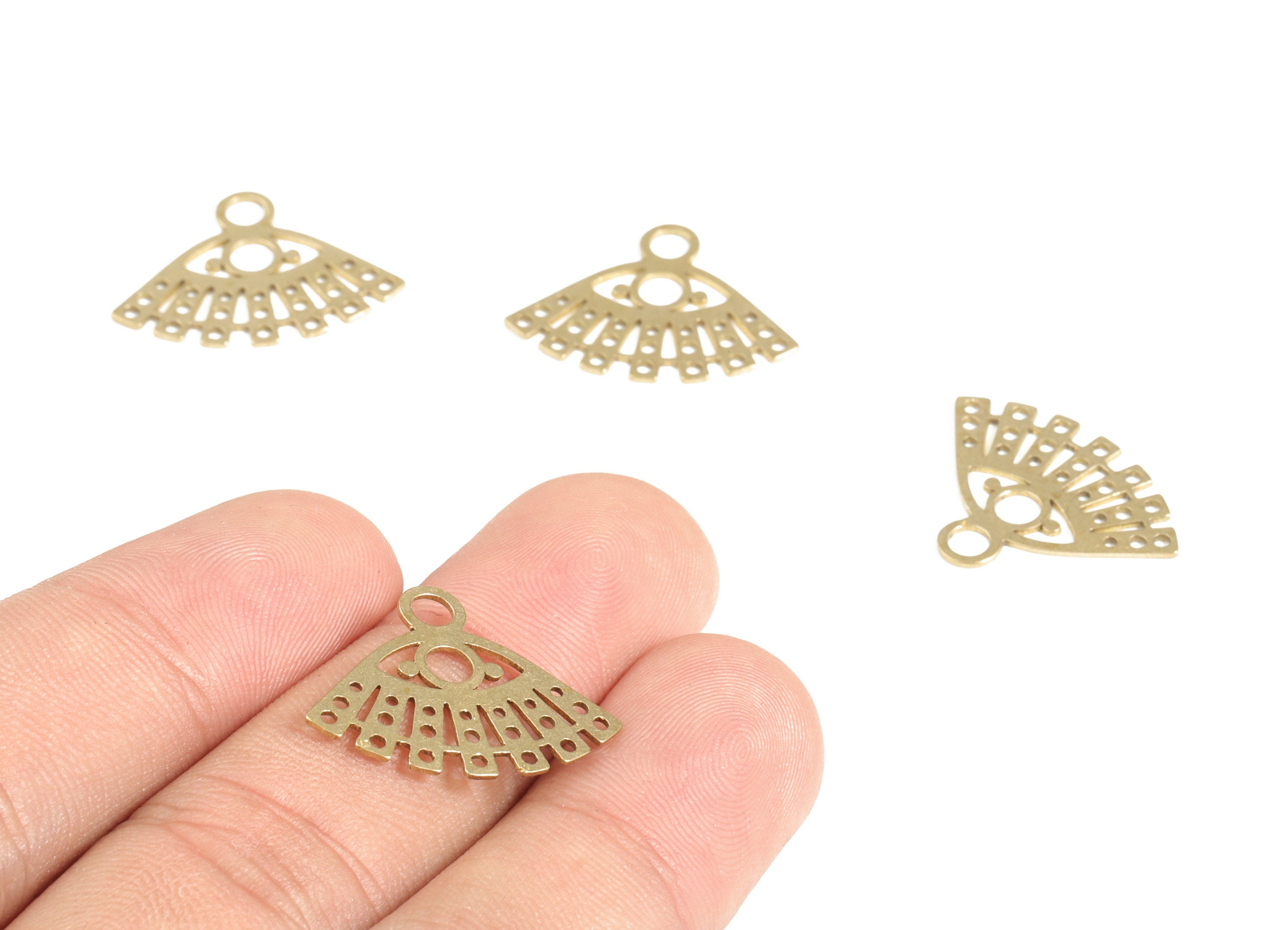 Brass Eye Fan Earring Charms – Raw Brass Fan Pendant Charm – Earring Findings – DIY Jewelry Making Supplies -22.9x17.43xo.61mm - PP4167 - DOMEDBAZAAR