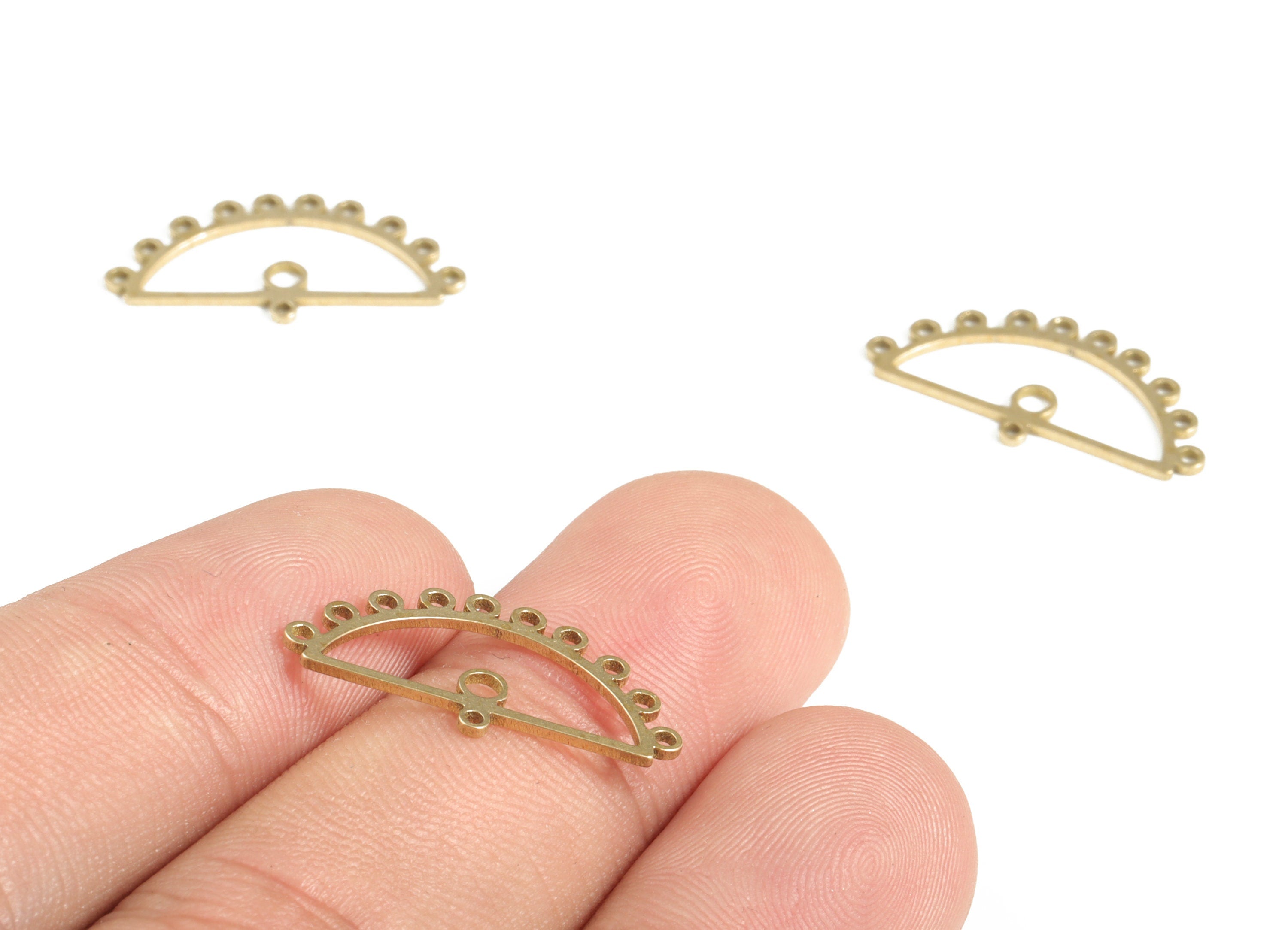 Brass Half Moon Earring Connector - Raw Brass Pendant Charm – Earring Findings - Jewelry Making Supplies - 22.28x11.48x0.77mm - PP4168 - DOMEDBAZAAR