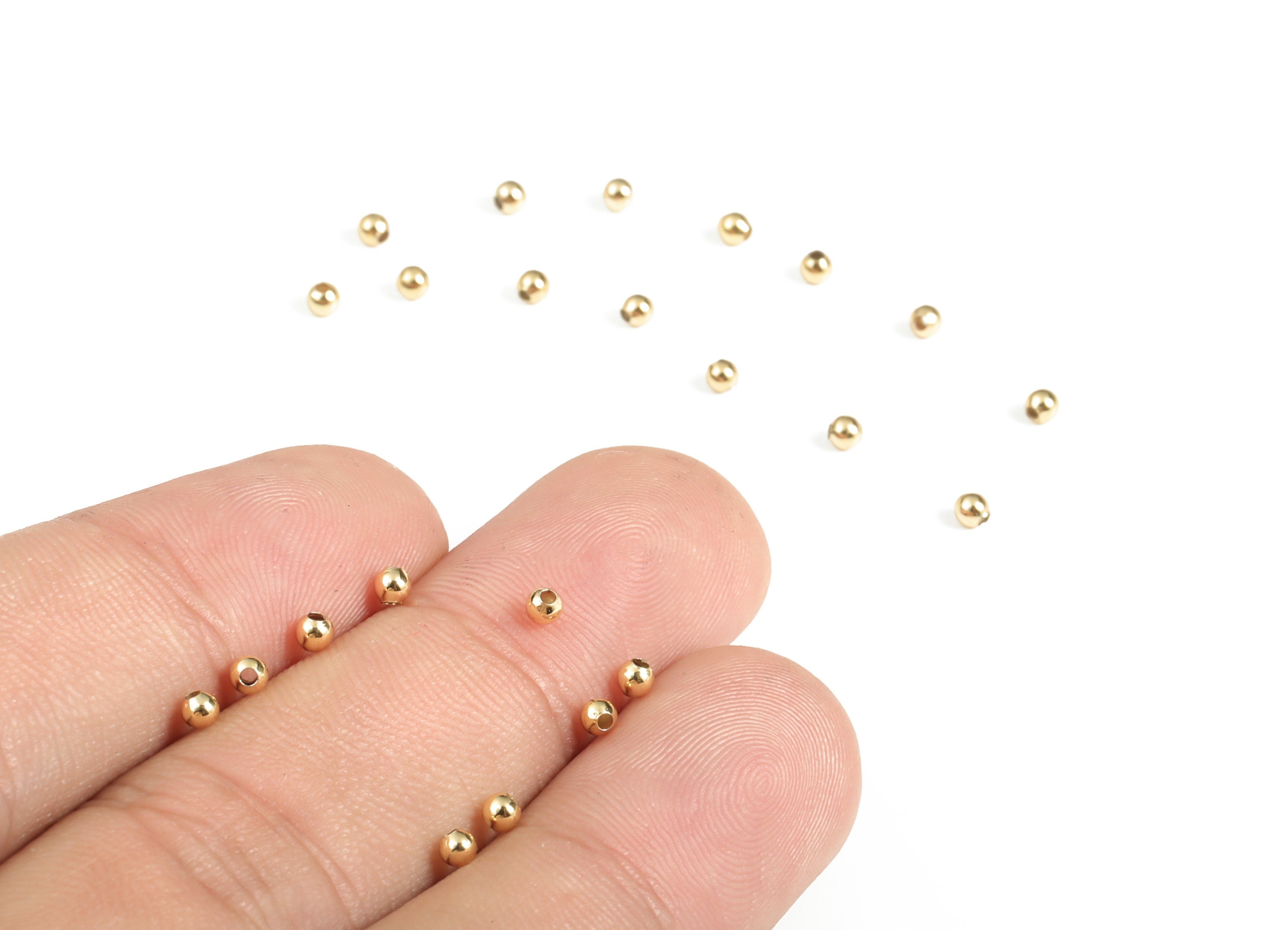 Brass Spacer Ball Beads - Gold Round Spacer Ball Beads - 18K Real Gold Plated Brass - Jewelry Making Supplies - 2.25x2.17mm - RGP3072 - DOMEDBAZAAR