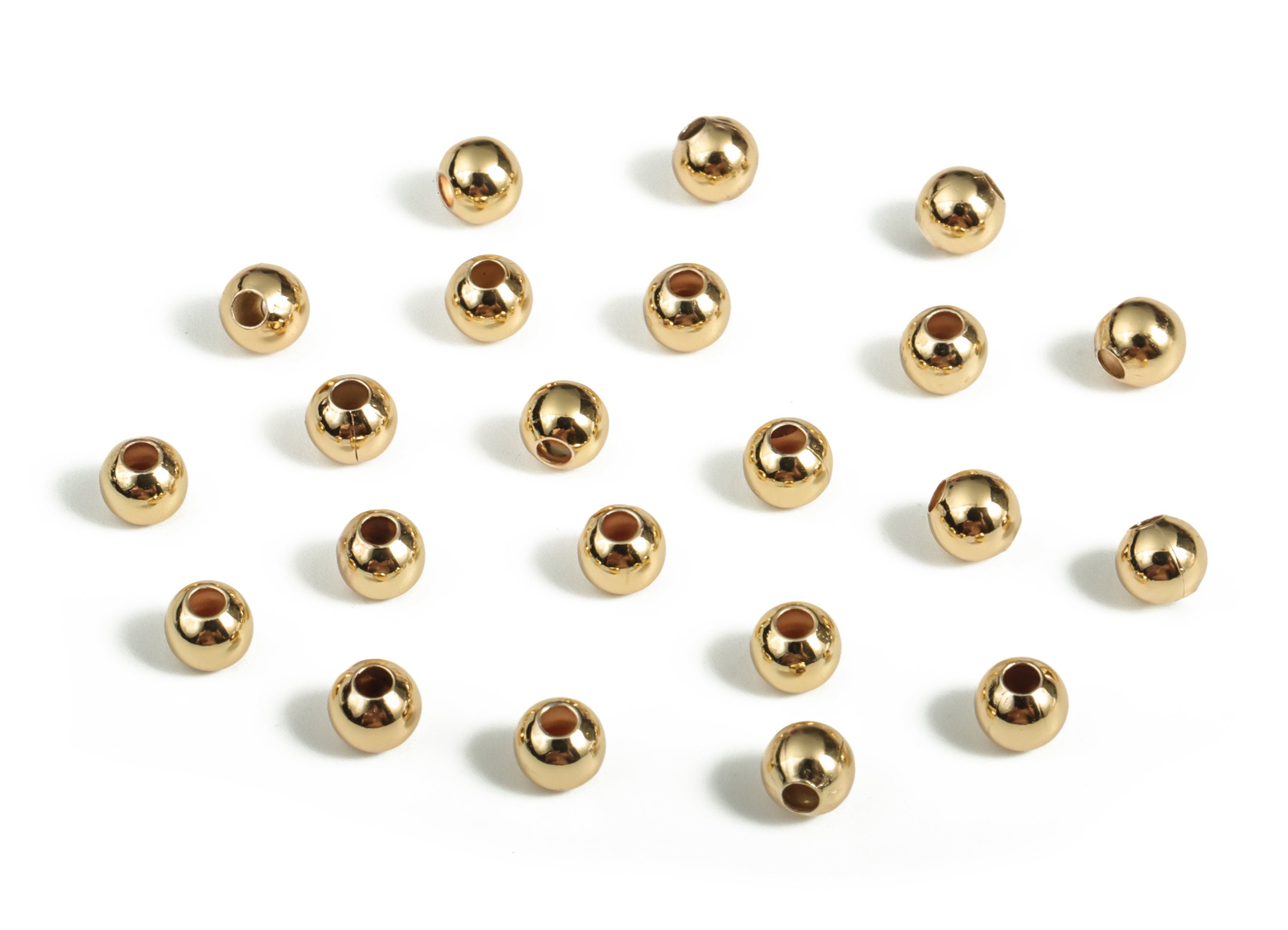 Smooth Round Beads - Gold Plated Round Spacer Beads - 18K Real Gold Plated Brass Beads – Beading Supplies - 1.6x3.92x3.42mm - RGP3070 - DOMEDBAZAAR