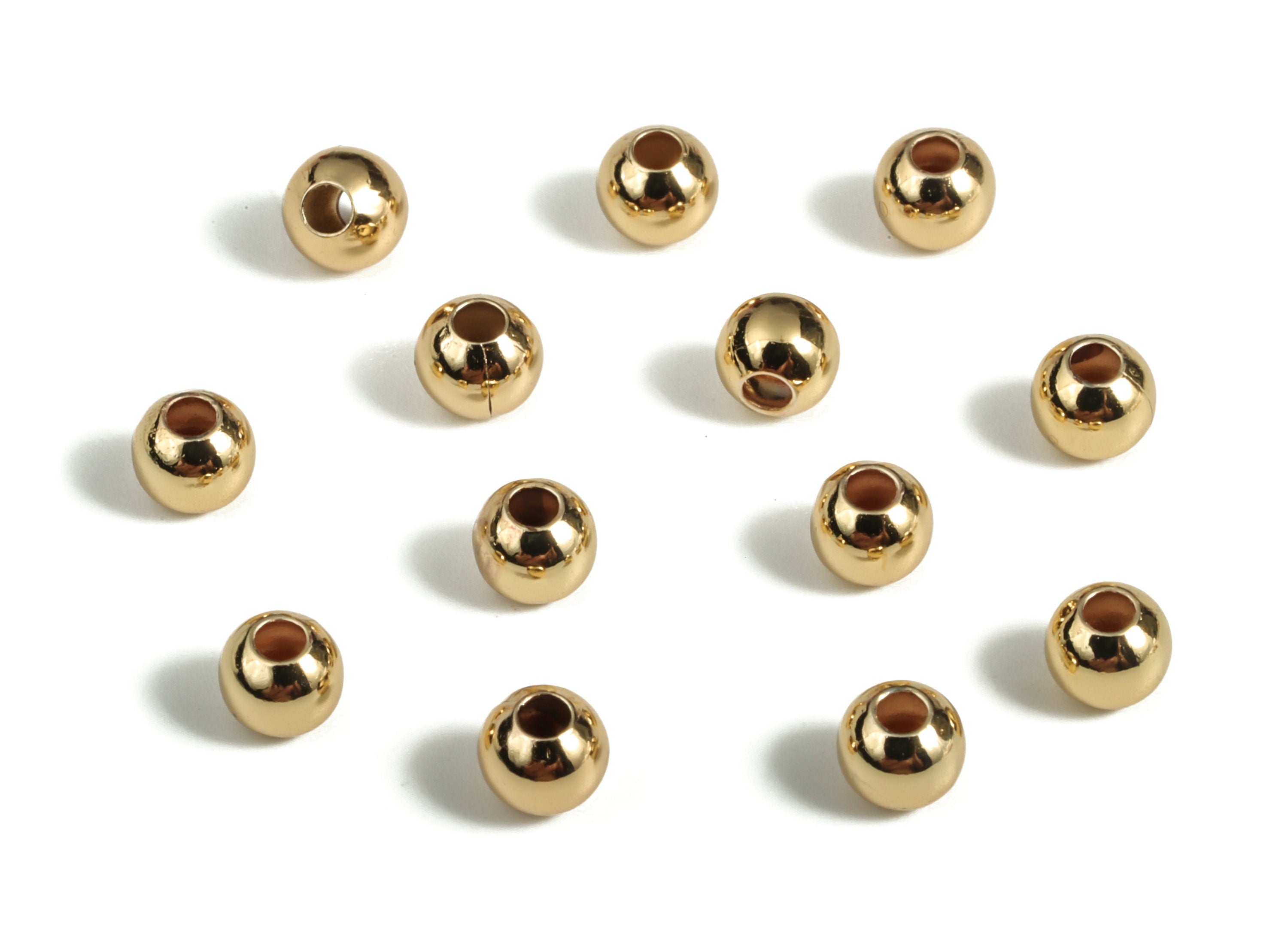 Smooth Round Beads - Gold Plated Round Spacer Beads - 18K Real Gold Plated Brass Beads – Beading Supplies - 1.6x3.92x3.42mm - RGP3070 - DOMEDBAZAAR