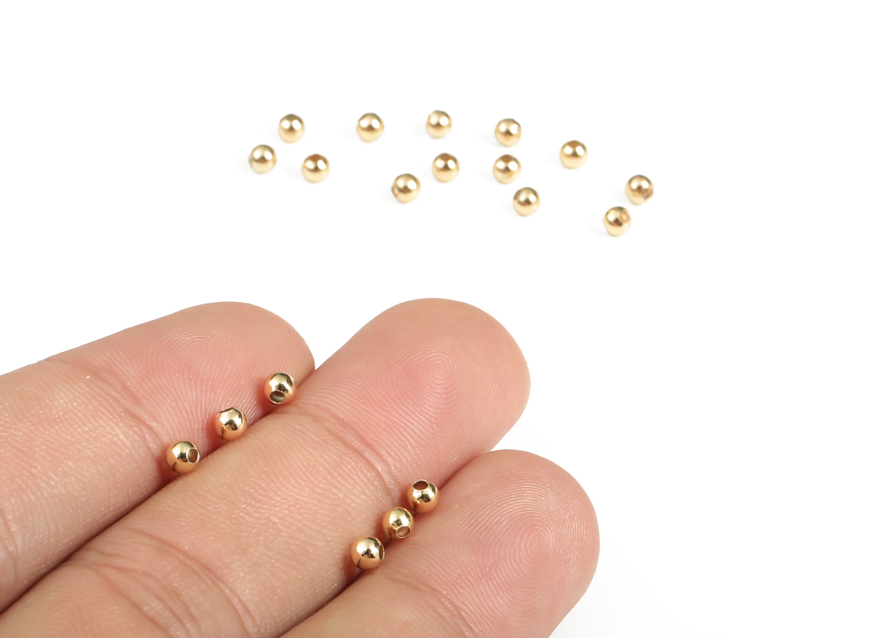 Gold Plated Smooth Round Beads - Gold Plated Smooth Round Charm - Jewelry Making - 18K Real Gold Plated Brass - 1.4x3x2.8mm - RGP3071 - DOMEDBAZAAR