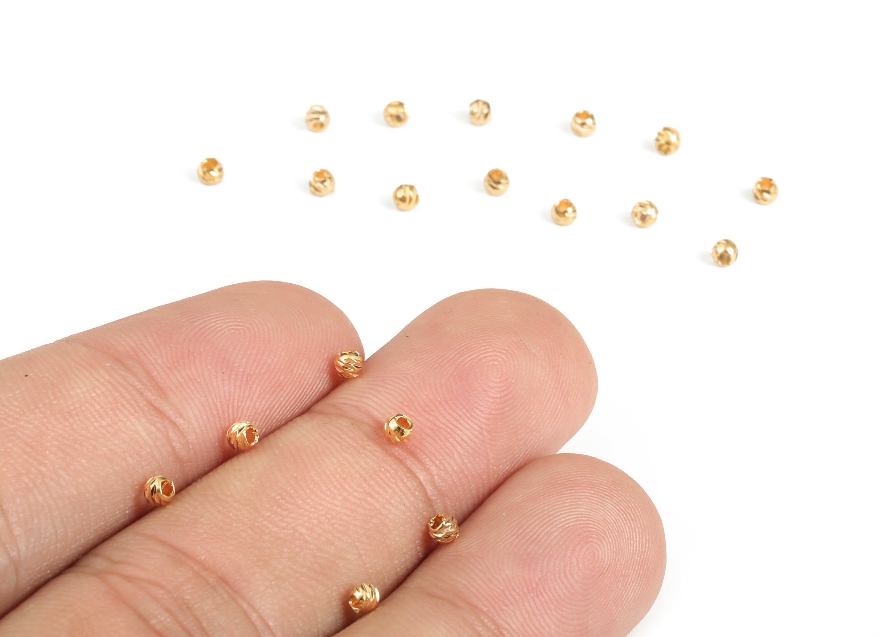 Brass Spacer Ball Beads - Gold Round Spacer Ball Beads - 18K Real Gold Plated Brass - Jewelry Making Supplies - 2.49x2.38mm - RGP3166 - DOMEDBAZAAR
