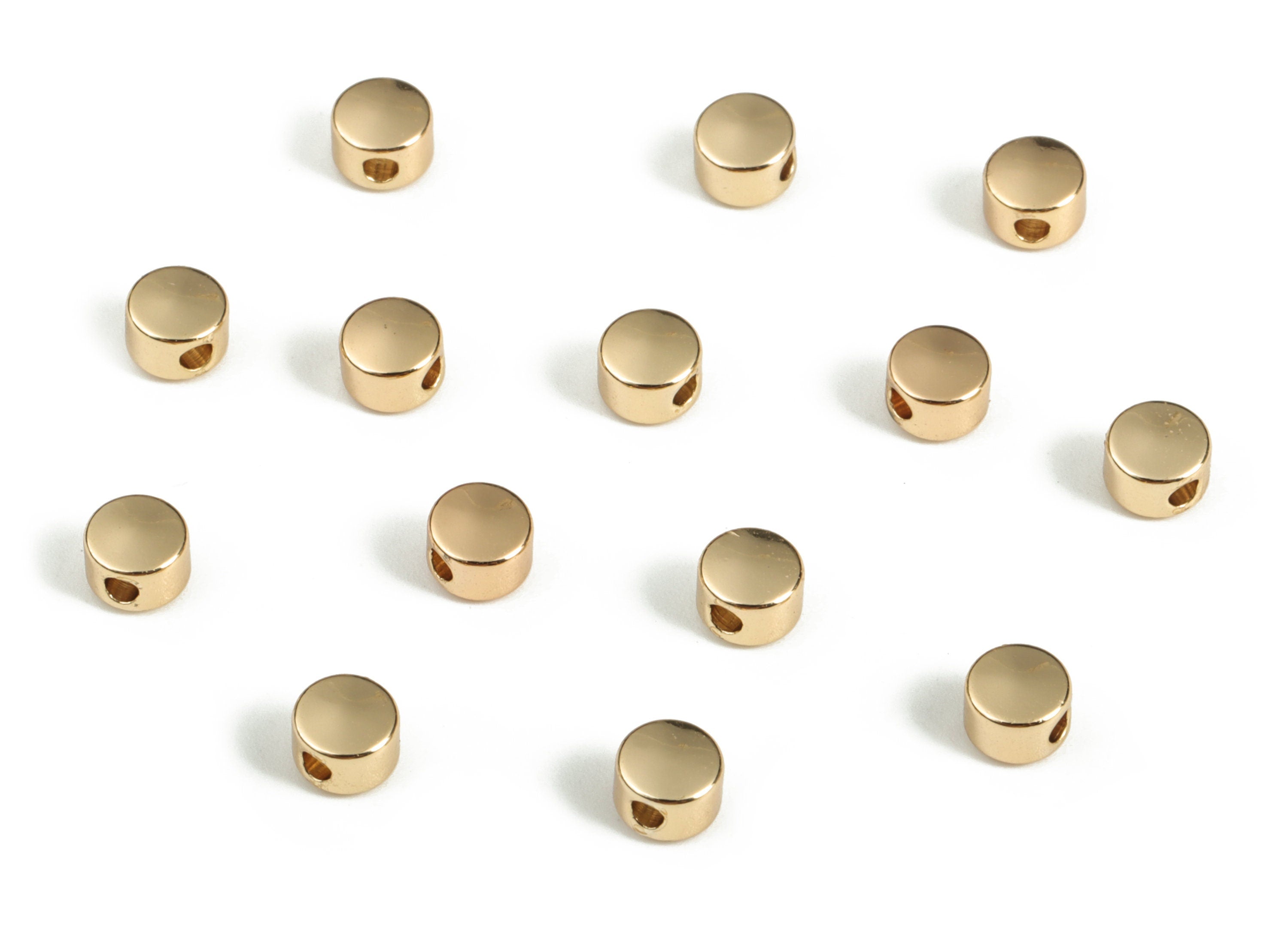 Flat Round Bead – Brass Tiny Round Spacer Charm Beads - 18K Real Gold Plated Brass - Jewelry Making Supplies - 4.04x3.98x2.96mm - RGP3158 - DOMEDBAZAAR