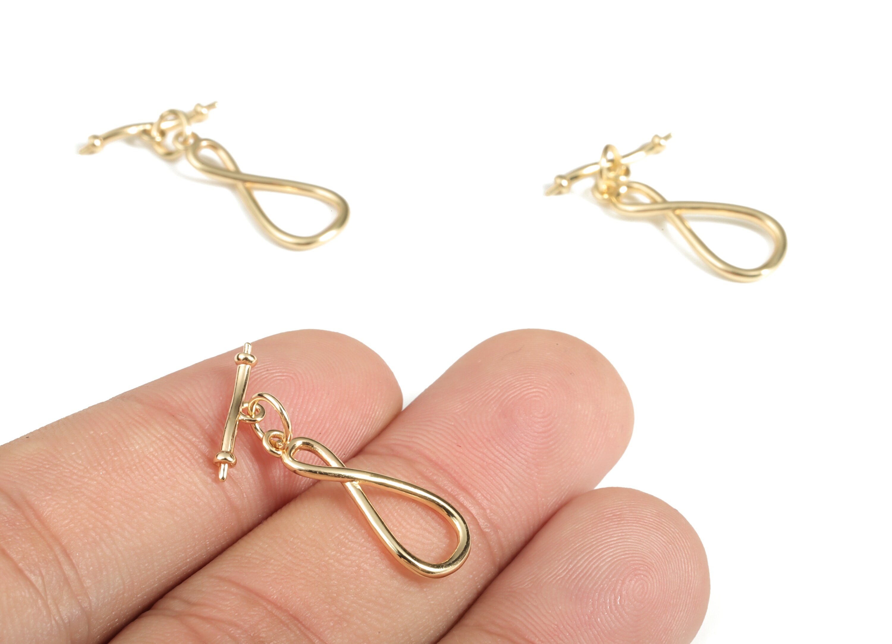 Brass Toggle Clasp - Brass Plated 8 Shape Toggle Clasp Set – 18K Real Gold Plated Brass – Jewelry Supplies - 20.36x4.61x1.38mm - RGP3056 - DOMEDBAZAAR