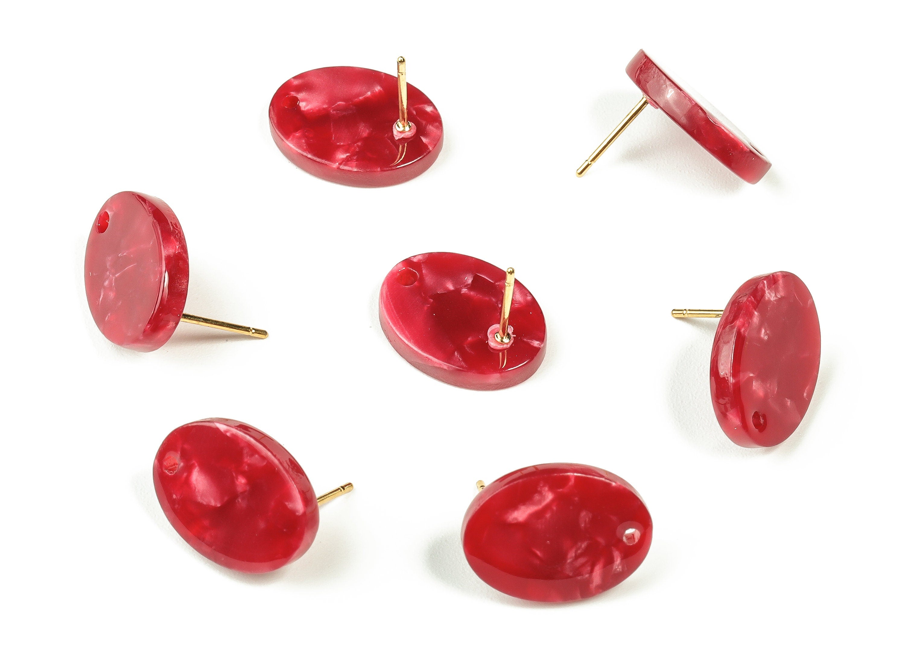 Acrylic Oval Earring Post - Acrylic Oval Stud - Gold Tone Plated Stud - Jewelry Supplies - Color Code: A47 - 16.2x12.2x2.6mm - AC2294-A47G - DOMEDBAZAAR