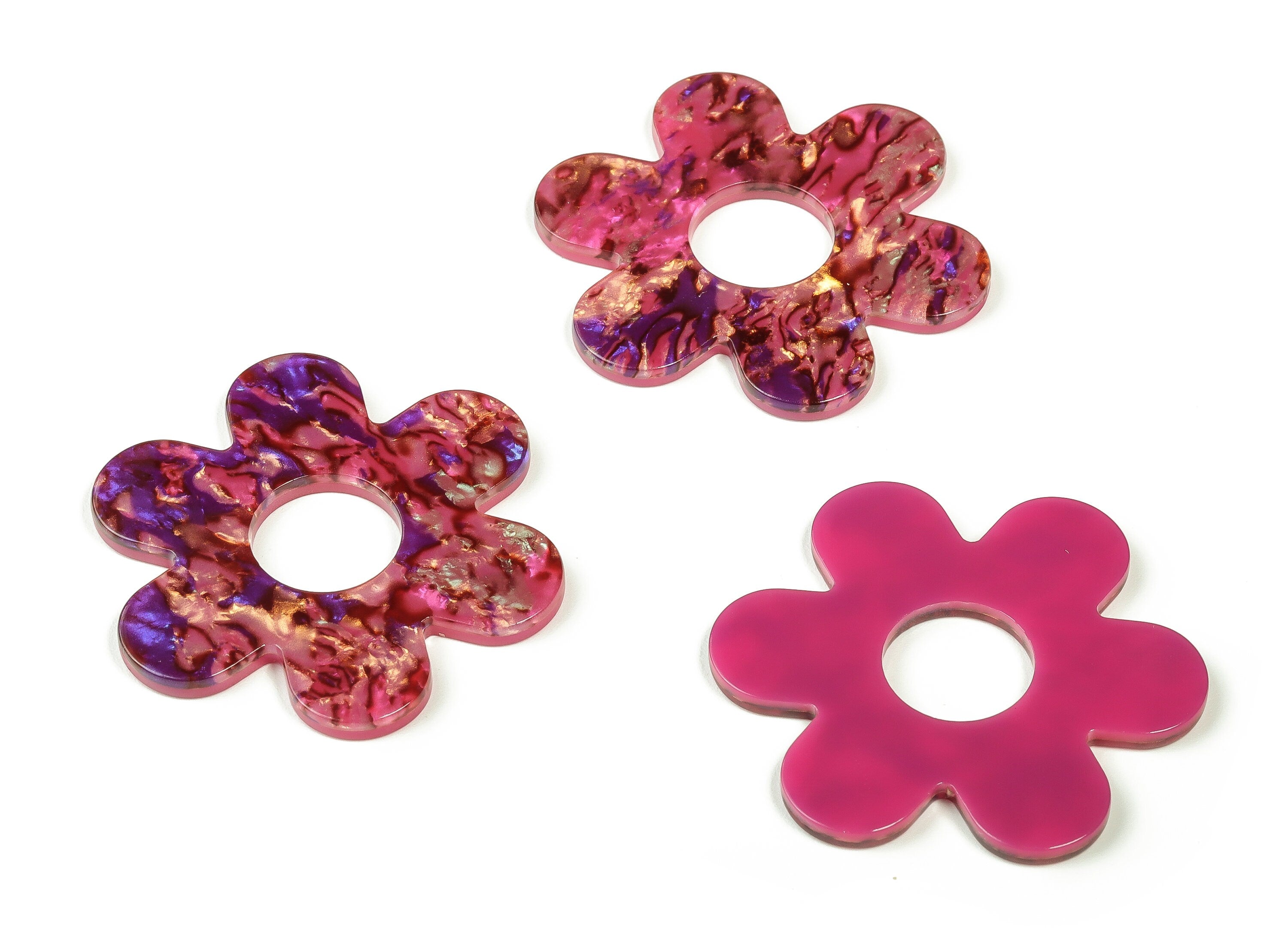 Acrylic Flower Earring Charms - Acrylic Flower Pendant - Jewelry Making Supplies - Color Code:A651 - 42.12x42.08x2.57mm - AC2290-A651 - DOMEDBAZAAR