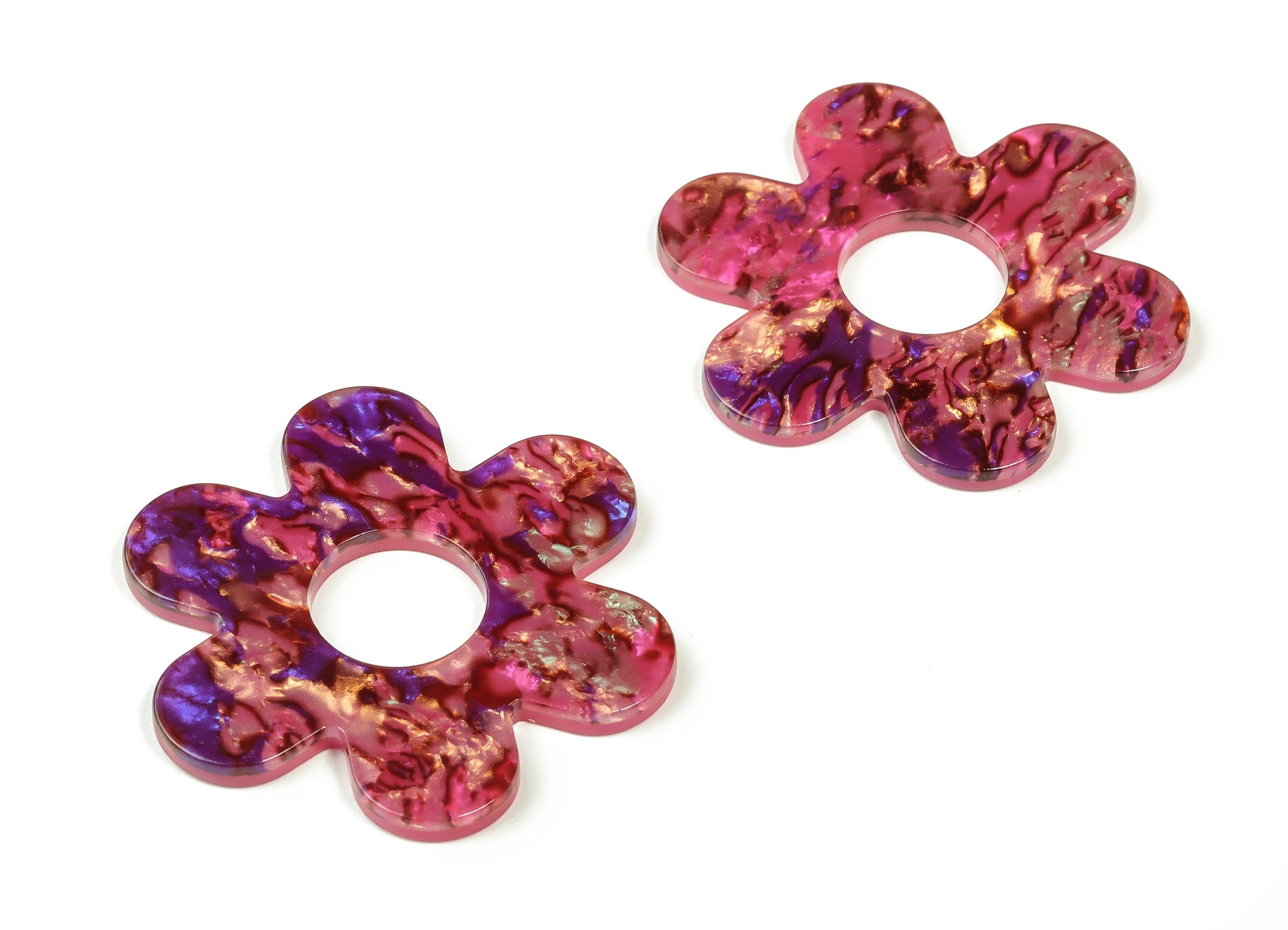 Acrylic Flower Earring Charms - Acrylic Flower Pendant - Jewelry Making Supplies - Color Code:A651 - 42.12x42.08x2.57mm - AC2290-A651 - DOMEDBAZAAR