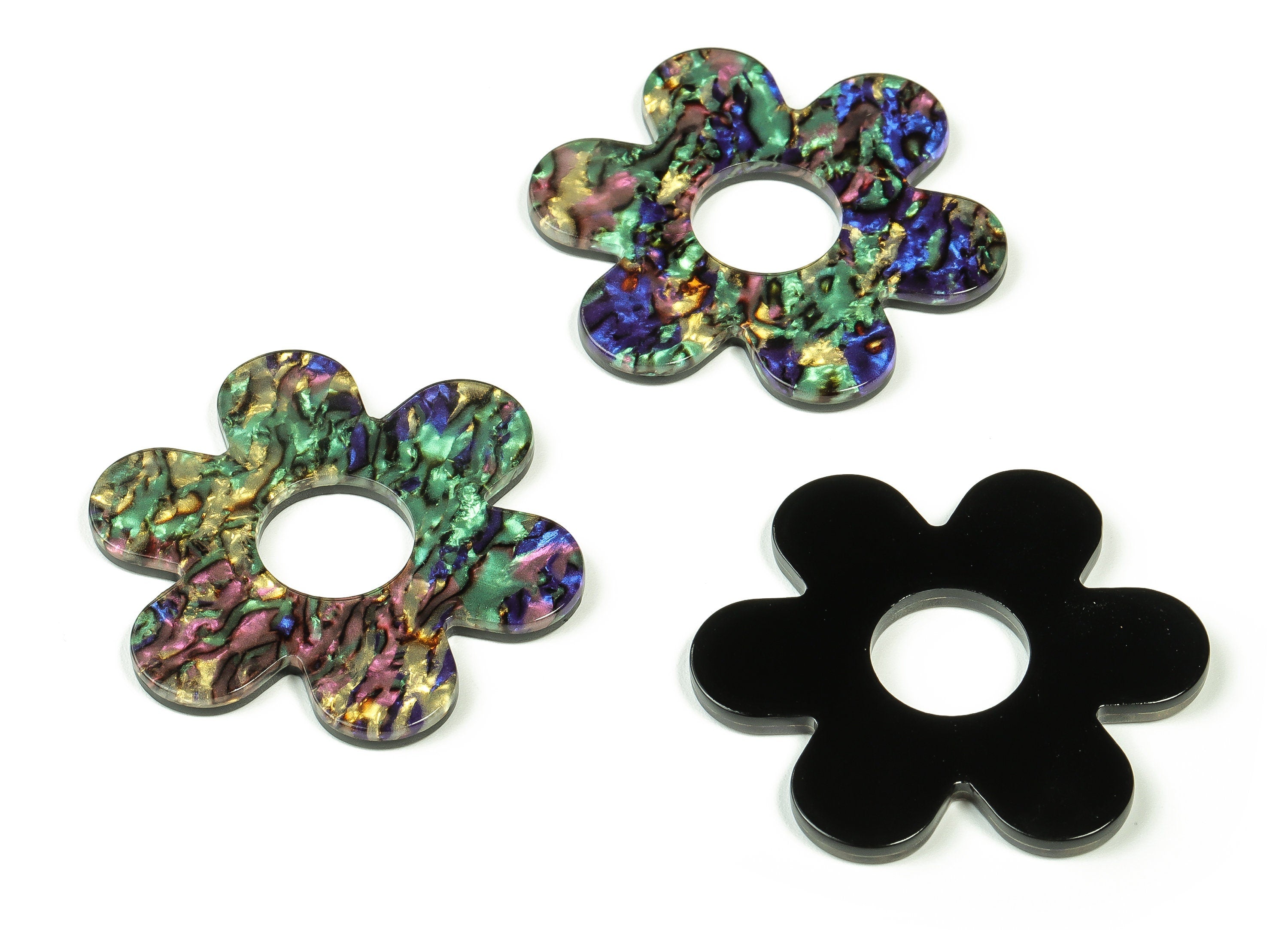 Acrylic Flower Earring Charms - Acrylic Flower Pendant - Jewelry Making Supplies - Color Code:A652 - 42.12x42.08x2.57mm - AC2290-A652 - DOMEDBAZAAR