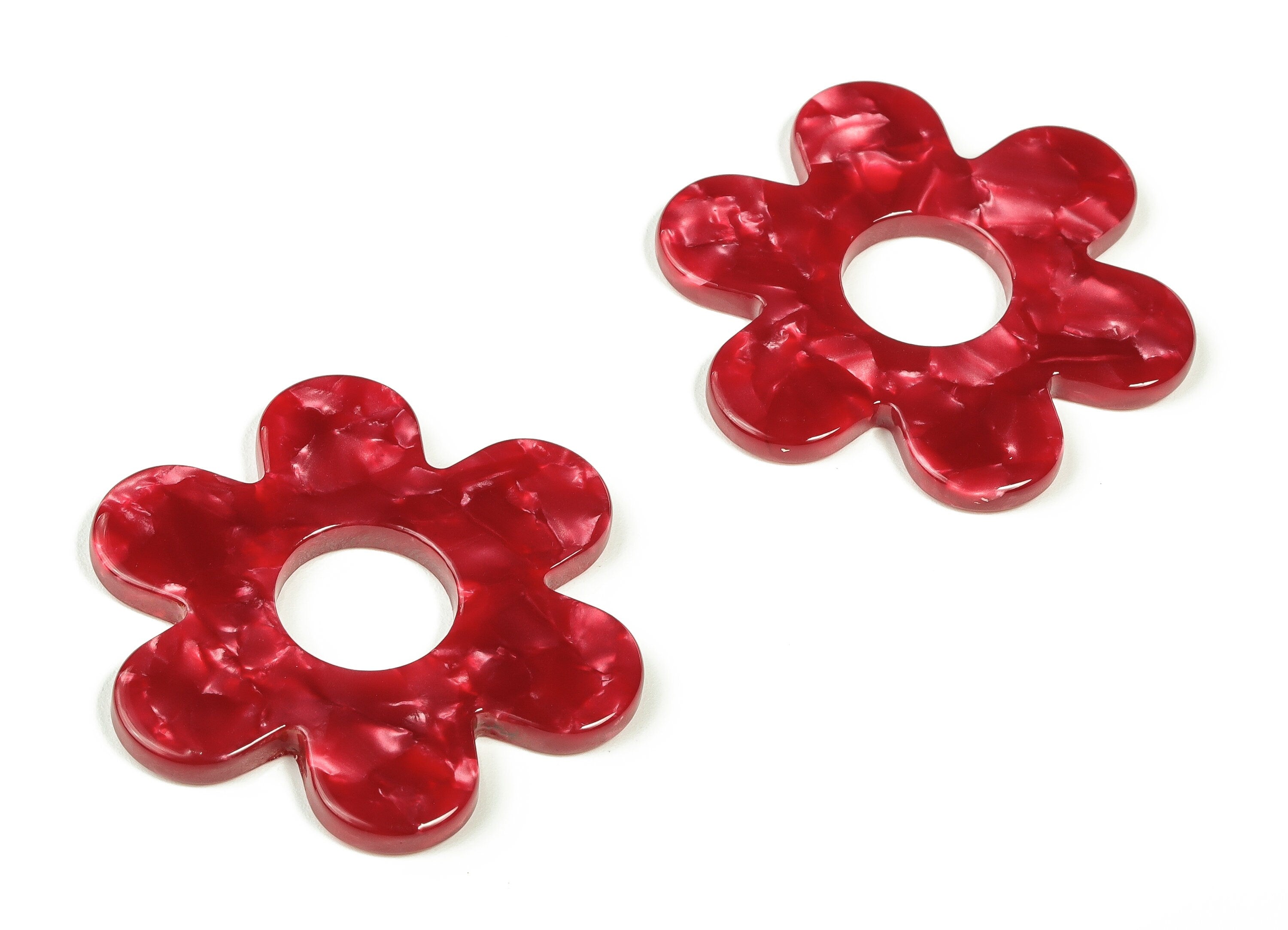 Acrylic Flower Earring Charms - Acrylic Flower Pendant - Jewelry Making Supplies - Color Code:A47 - 42.12x42.08x2.57mm - AC2290-A47 - DOMEDBAZAAR