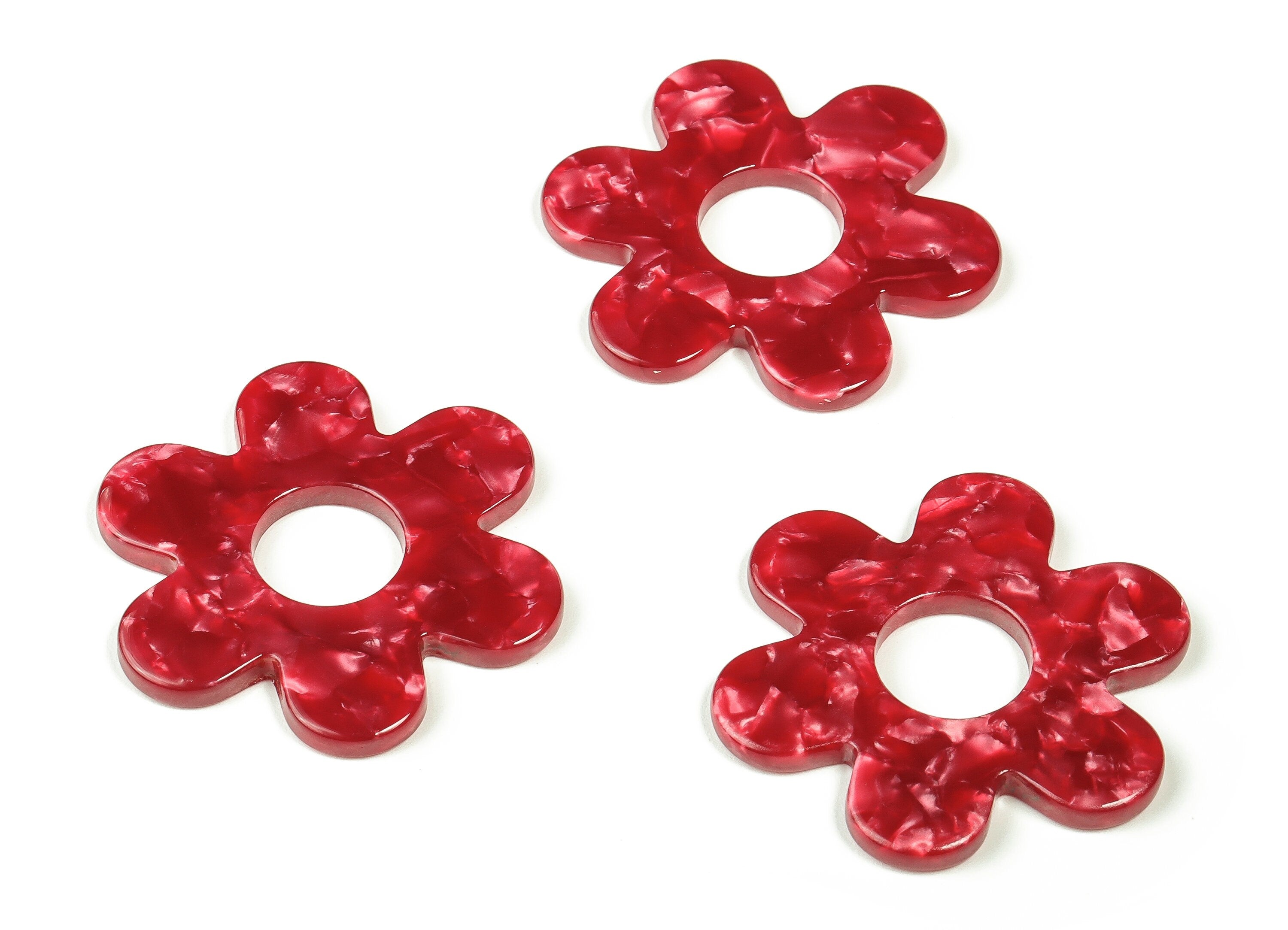 Acrylic Flower Earring Charms - Acrylic Flower Pendant - Jewelry Making Supplies - Color Code:A47 - 42.12x42.08x2.57mm - AC2290-A47 - DOMEDBAZAAR