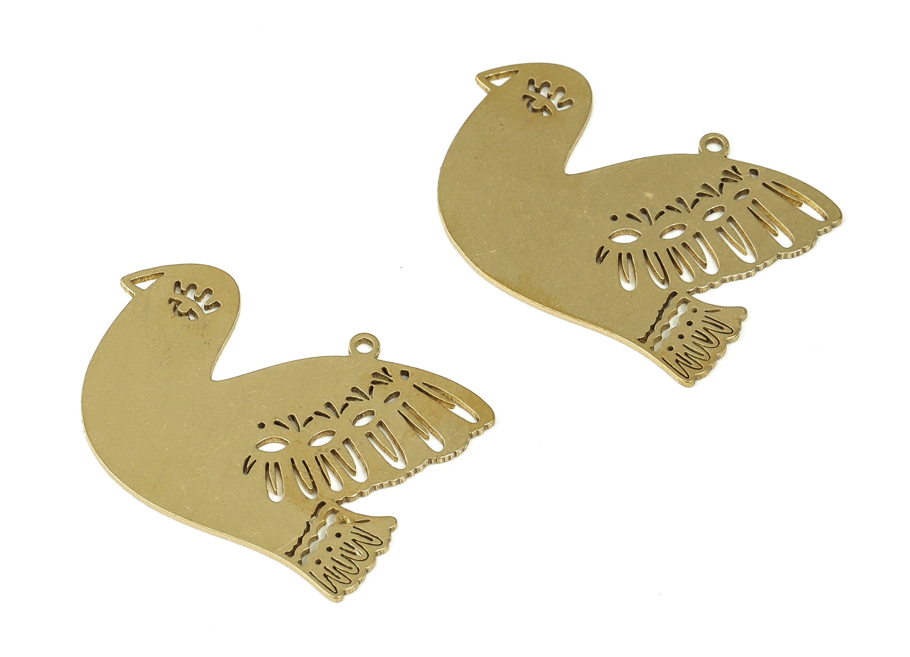 Raw Brass Pigeon Pendant Charms - Pigeons Earrings Charm - Brass Bird Charm – DIY Jewelry Supplies - 29.45x20.62x0.7mm- PP4309 - DOMEDBAZAAR