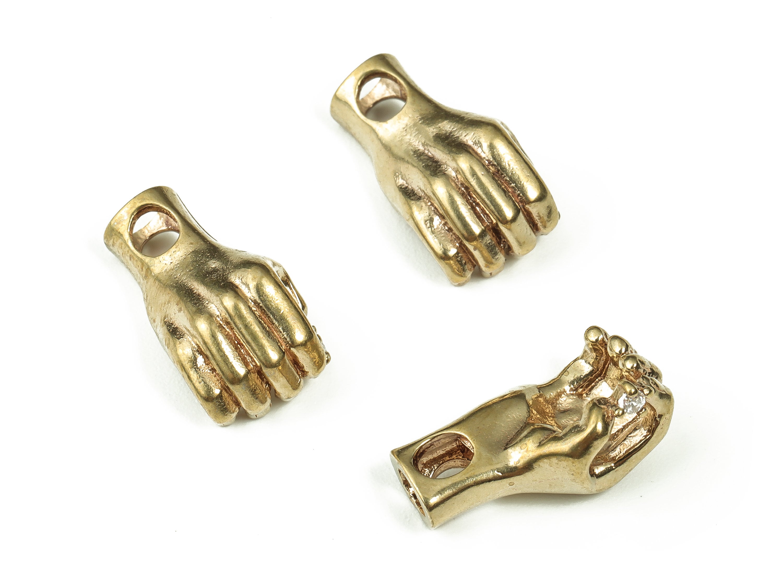 Raw Brass Hand Pendant Charms - Brass Hand Earring Charms with Zircon – DIY Jewelry Making Supplies - 17.07x8.88x2.21mm - PP4373 - DOMEDBAZAAR