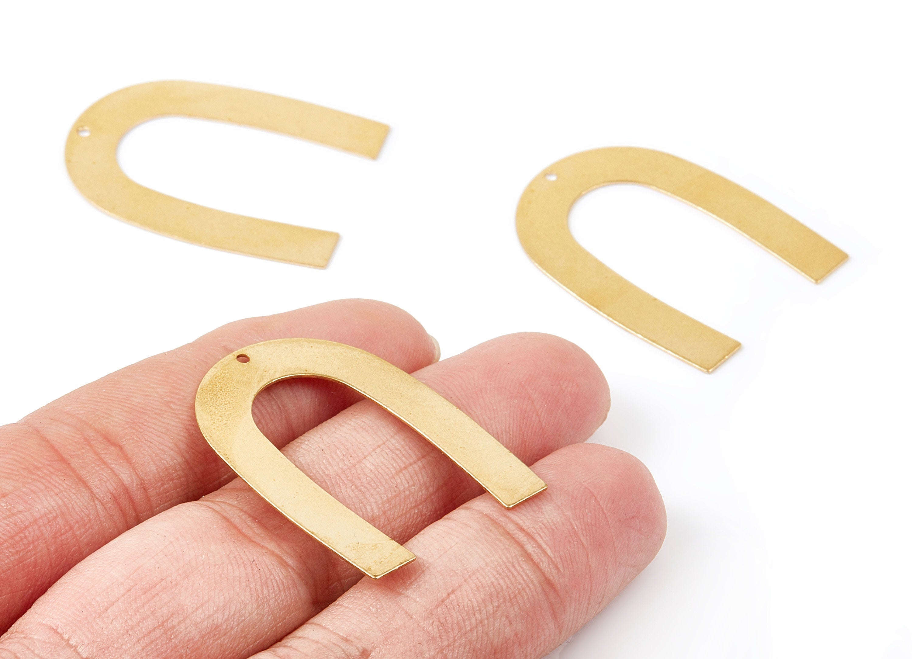 Brass U Shaped Charms - Raw Brass U Shaped Pendant - Earring Findings - Jewelry Making Supplies - 35x26.85x0.48mm - PP2142 - DOMEDBAZAAR