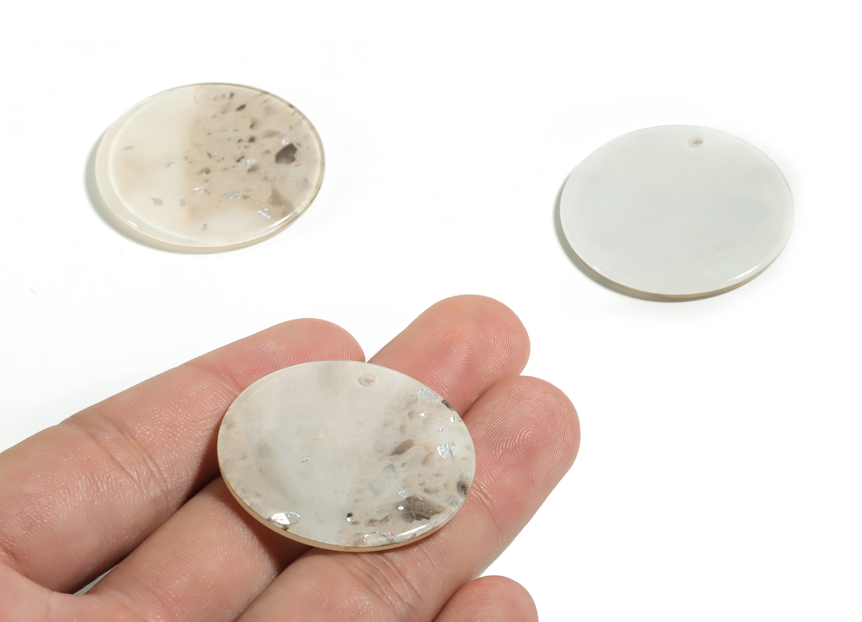 Acrylic Round Charms - Coin Earrings and Pendant - Jewelry Making Supplies - Color Code: A389 - 34.68x34.68x3.23mm - AC1135-A389 - DOMEDBAZAAR