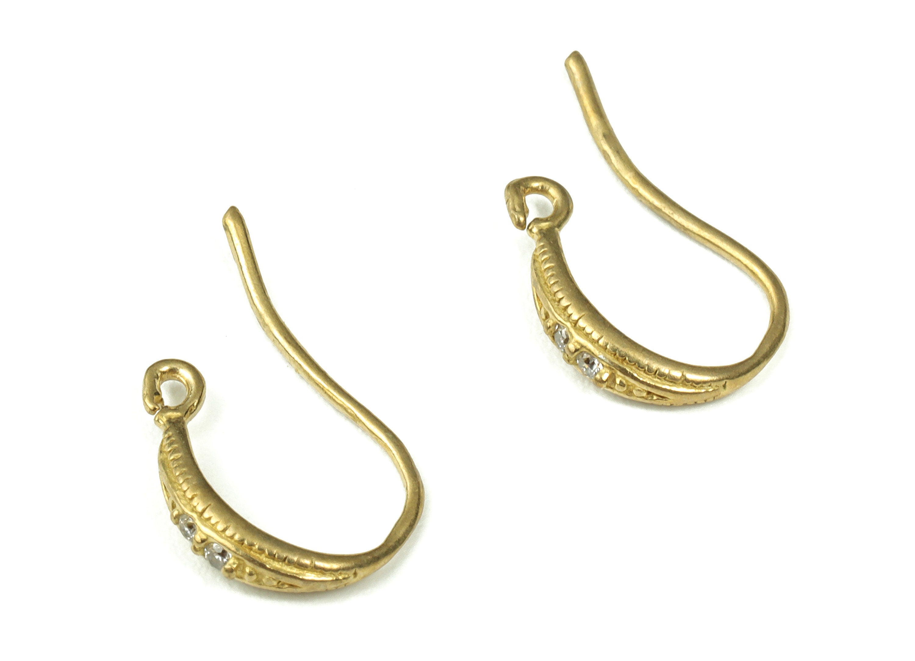 Raw Brass Fish Hook Earring – Ear Wires - Brass Zircon Wire Earring – Earring Findings - Jewelry Making Supplies - 17.18x10.5x1.48mm- PP4387 - DOMEDBAZAAR