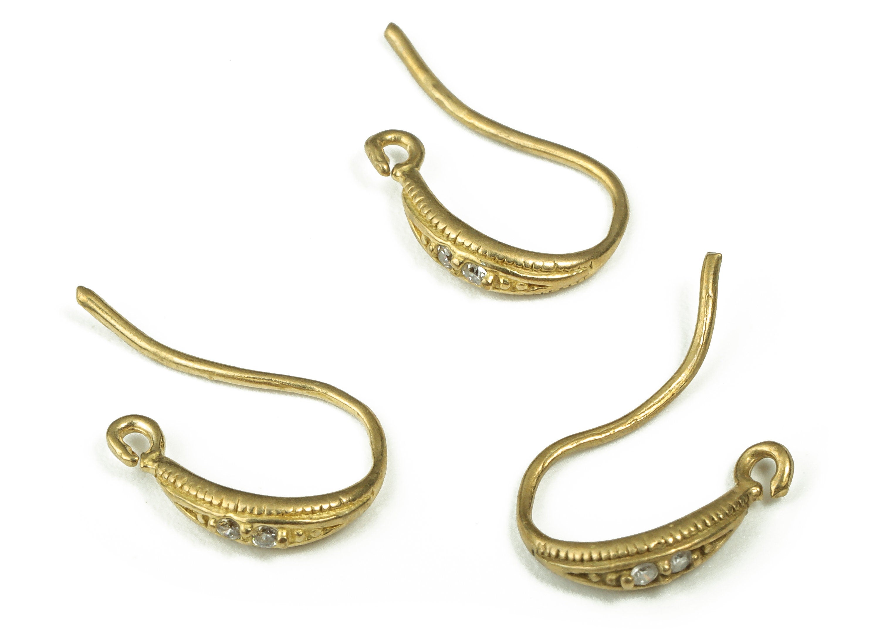 Raw Brass Fish Hook Earring – Ear Wires - Brass Zircon Wire Earring – Earring Findings - Jewelry Making Supplies - 17.18x10.5x1.48mm- PP4387 - DOMEDBAZAAR