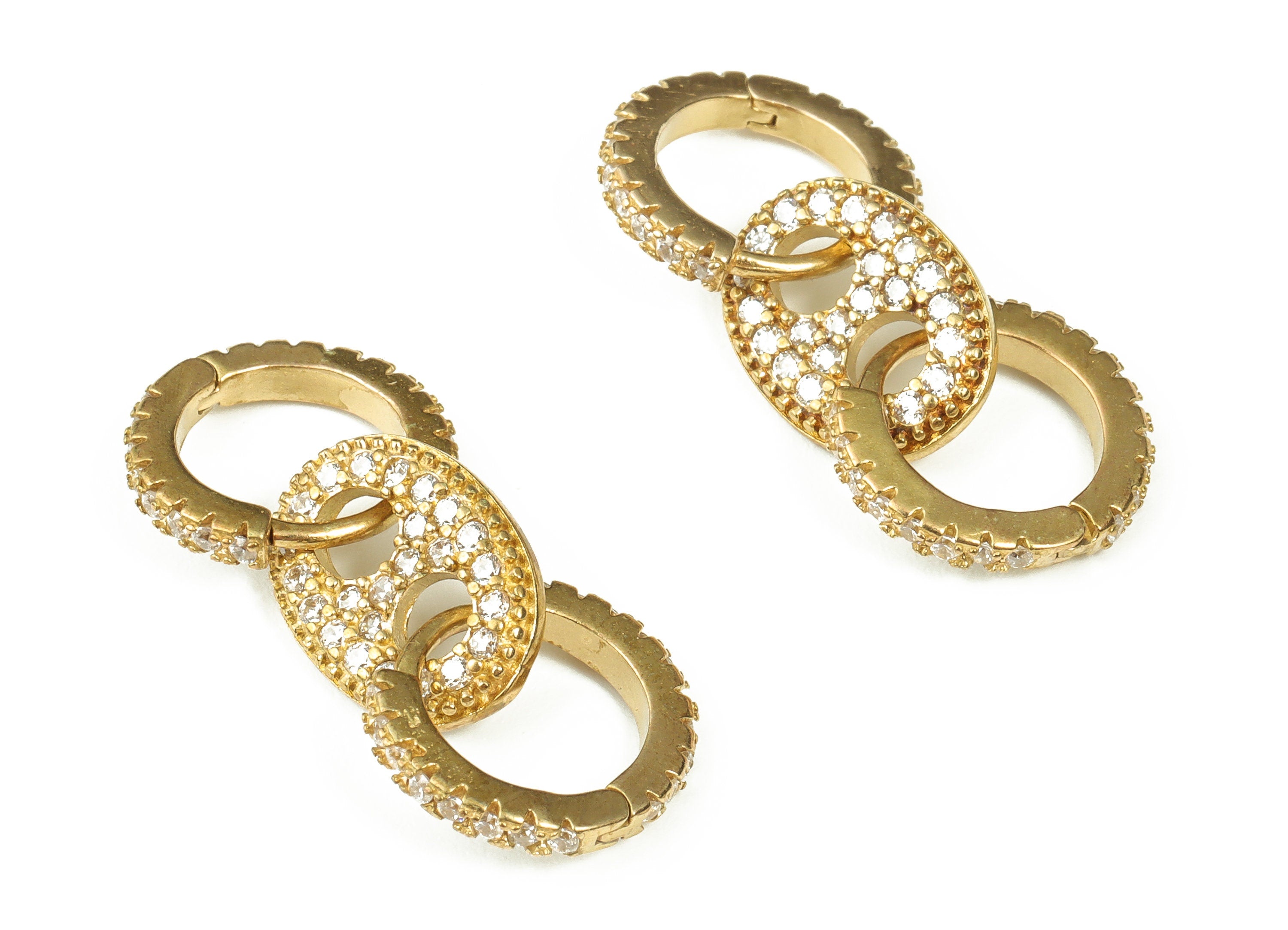 Brass Round Hoop Earrings – Dainty Circle Huggie Earring – Zircon Hoop Earring – Small Everyday Hoop Earrings - 32.13x13.96x2.24mm - PP4386 - DOMEDBAZAAR