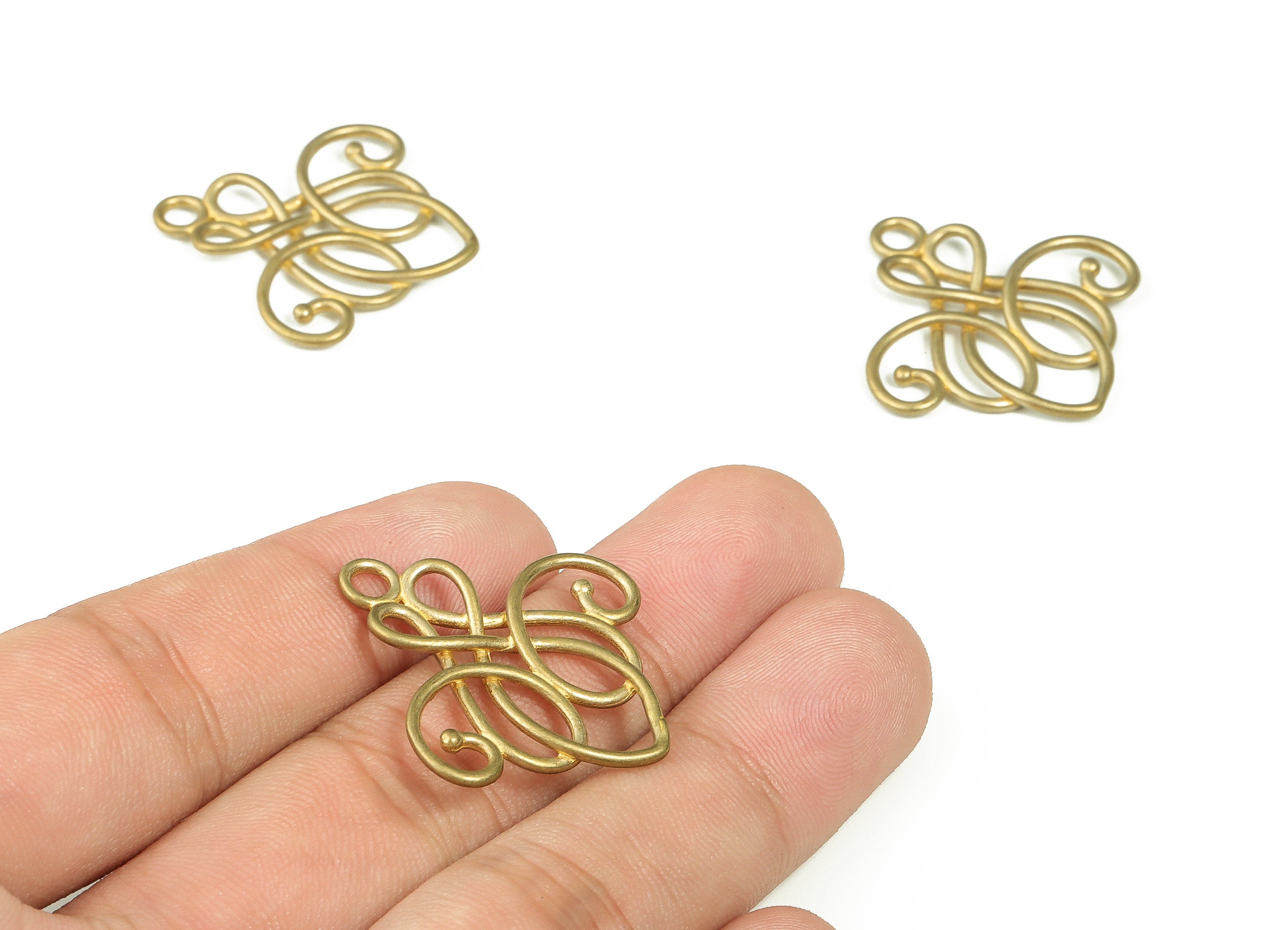 Brass Symbol Earring Charms - Raw Brass Fancy Filigree Flower Pendant – Earring Findings - Jewelry Supplies – 31.24x29.65x2.53mm – PP4396 - DOMEDBAZAAR