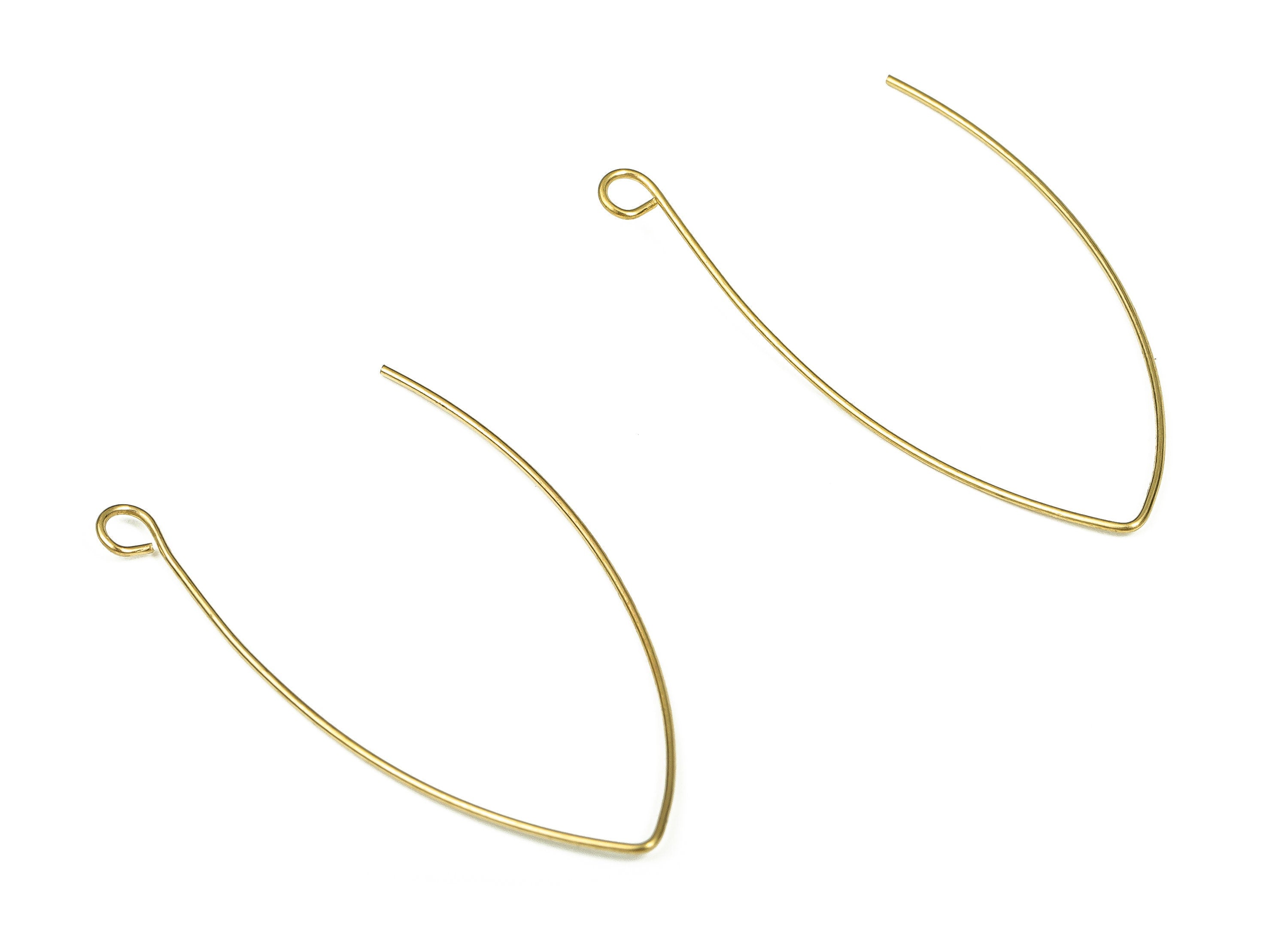 Raw Brass Earring Wire - Brass Earrings Ear Hooks - Brass Ear Hooks - Earring Findings - Jewelry Making Supplies -42.98x28.31x0.64mm- PP4367 - DOMEDBAZAAR