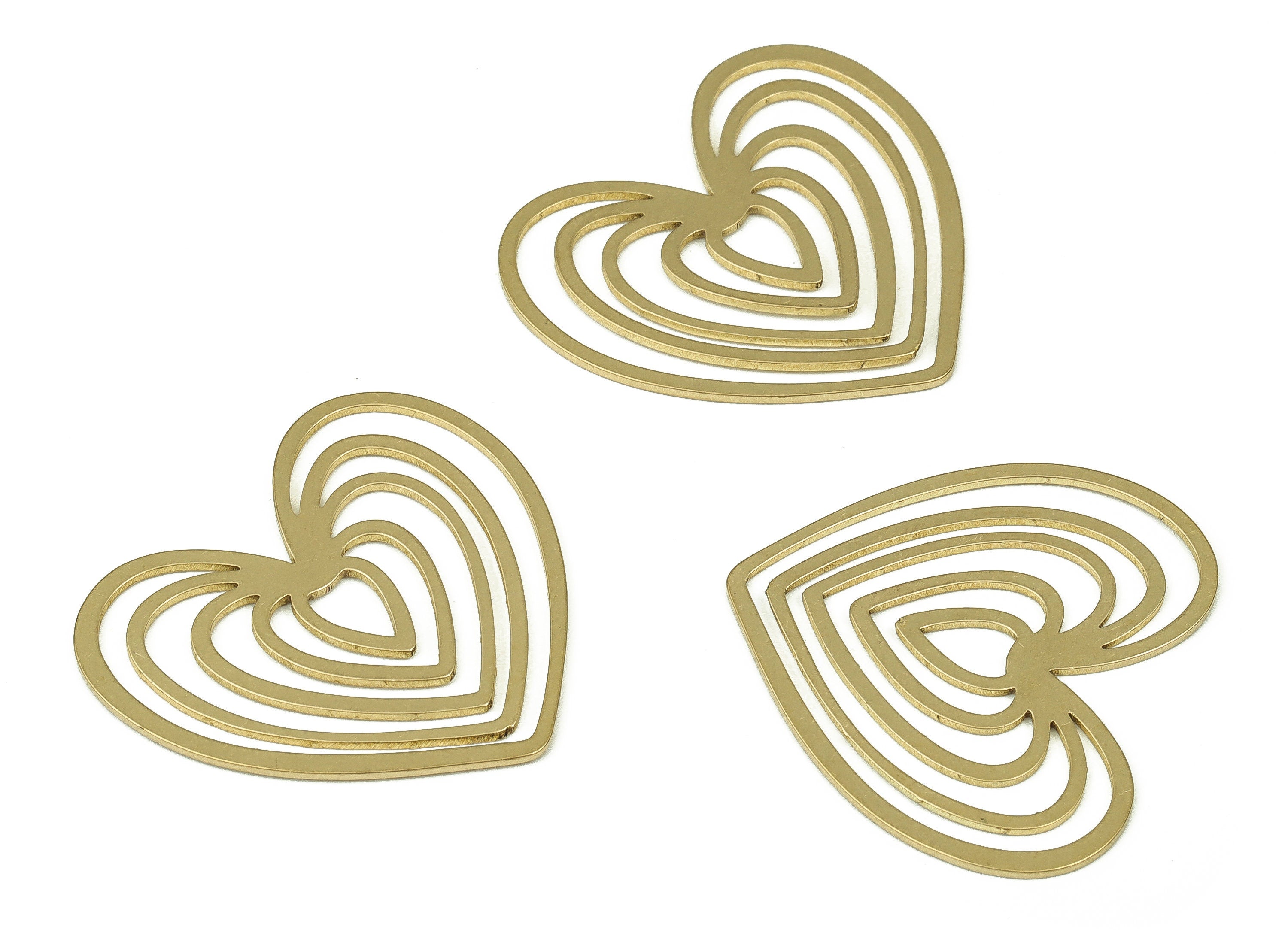 Raw Brass Heart Connector – Heart Pendant Charm - Heart Earring Charms – Jewelry Making Supplies - 29.79x27.01x0.72mm - PP4268 - DOMEDBAZAAR