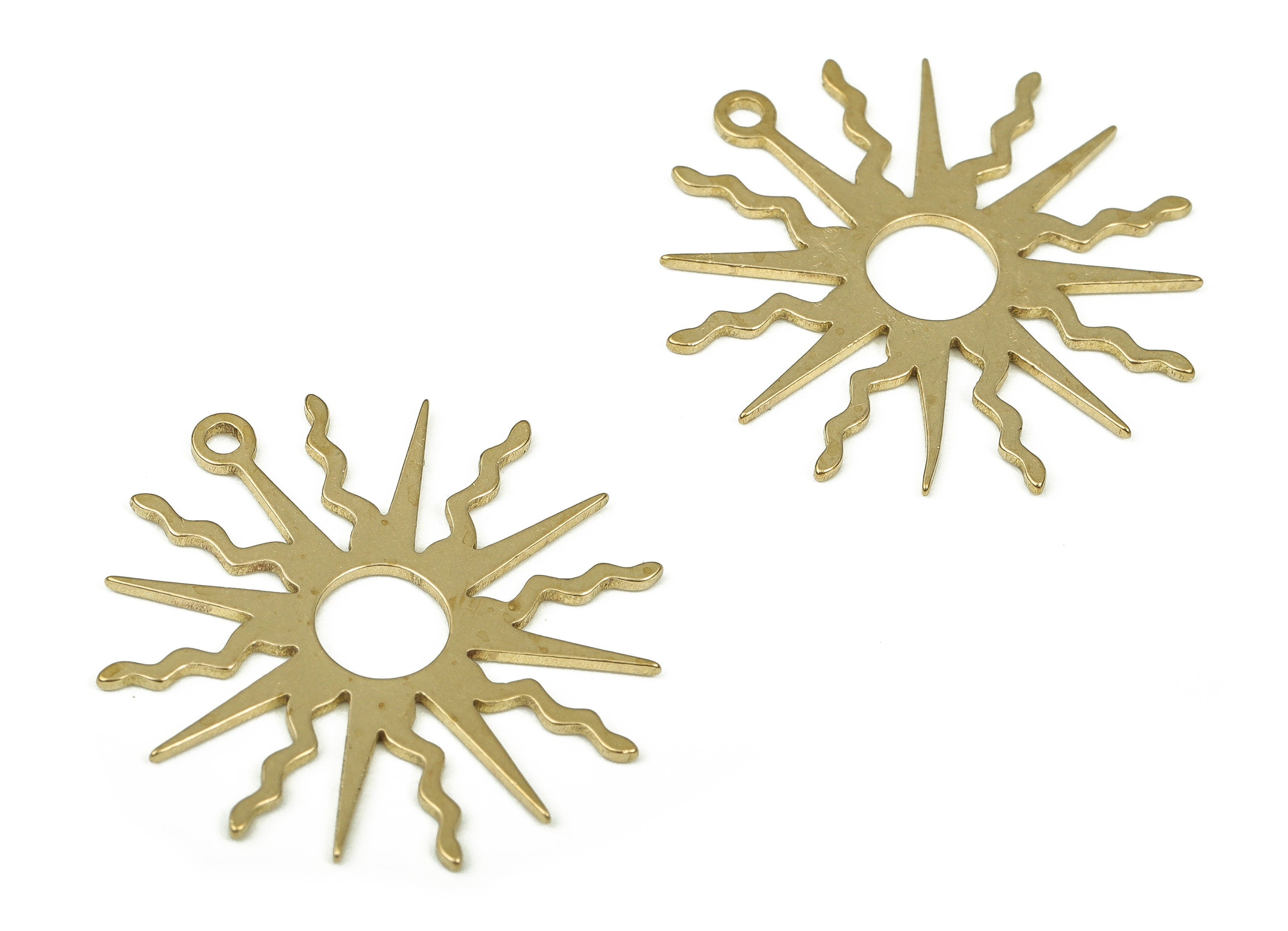 Brass Sun Earring Charms - Raw Brass Sun Pendant - Earring Findings - Jewelry Making Supplies - 22.13x21.23x0.78mm - PP4271 - DOMEDBAZAAR
