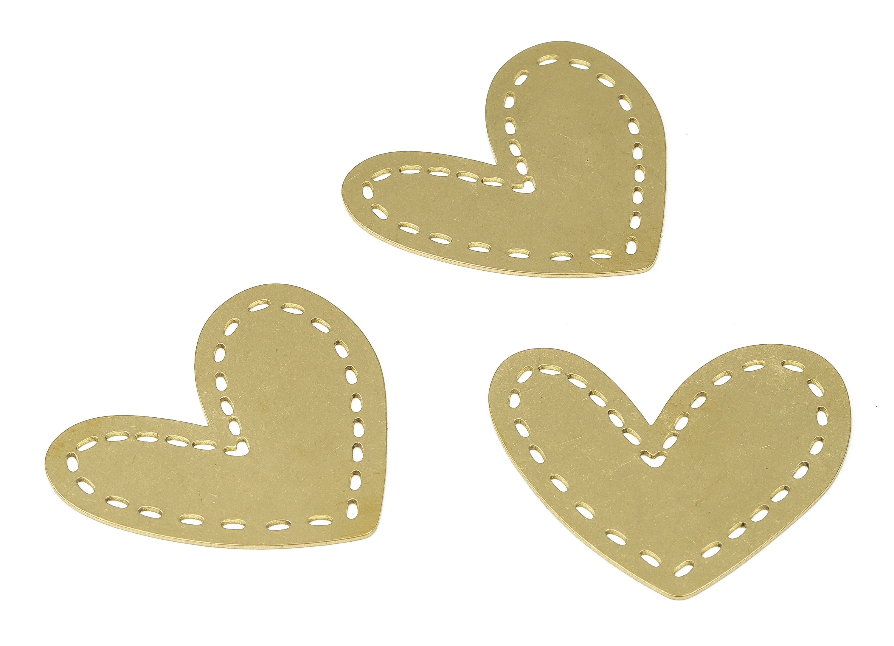 Personalized stamping blank - Raw Brass Heart Connector Charm – Raw Brass Earring Charm – Raw Brass Heart Charms - 40×34.63×0.71mm - PP4283 - DOMEDBAZAAR