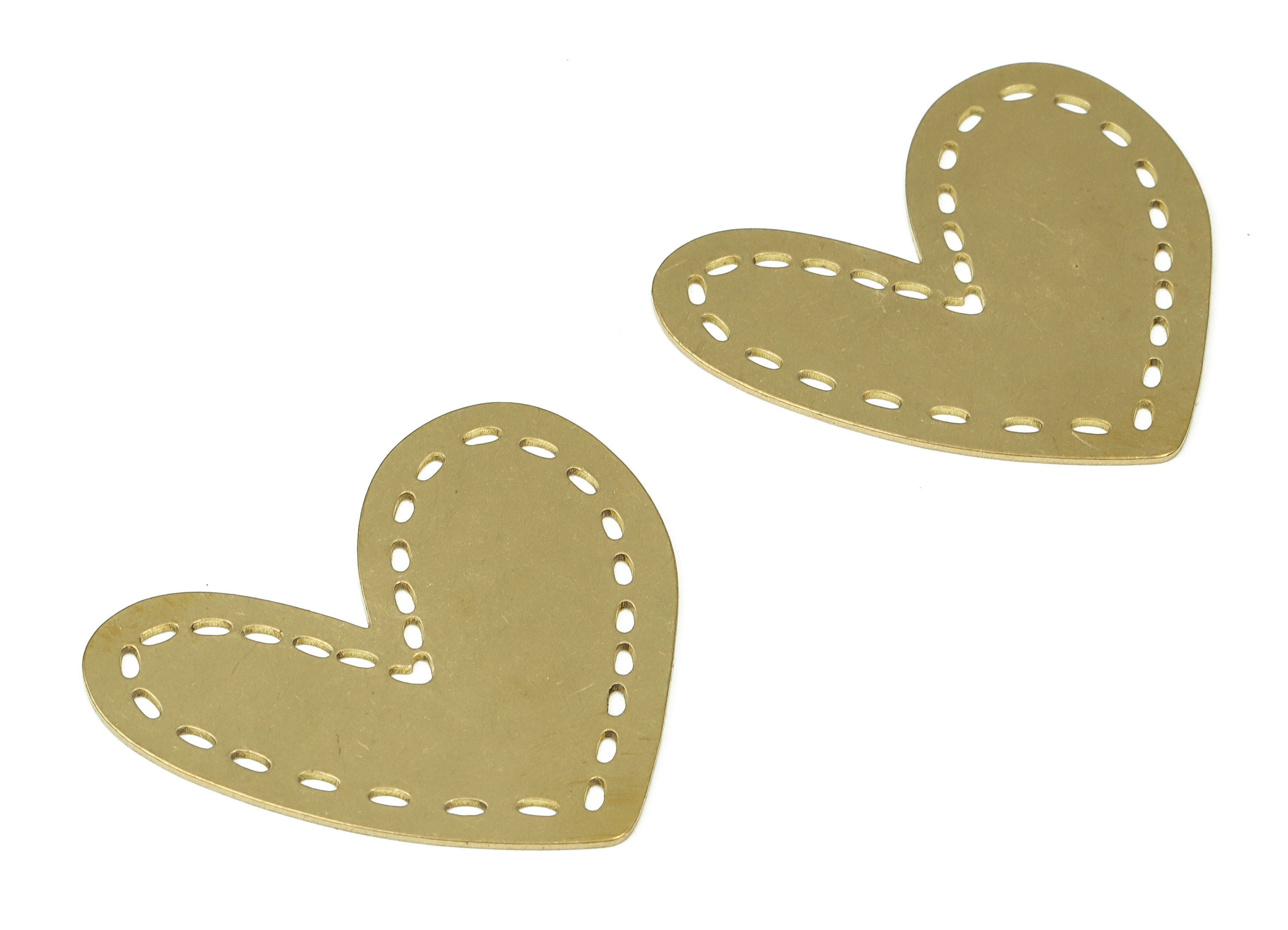 Personalized stamping blank - Raw Brass Heart Connector Charm – Raw Brass Earring Charm – Raw Brass Heart Charms - 40×34.63×0.71mm - PP4283 - DOMEDBAZAAR