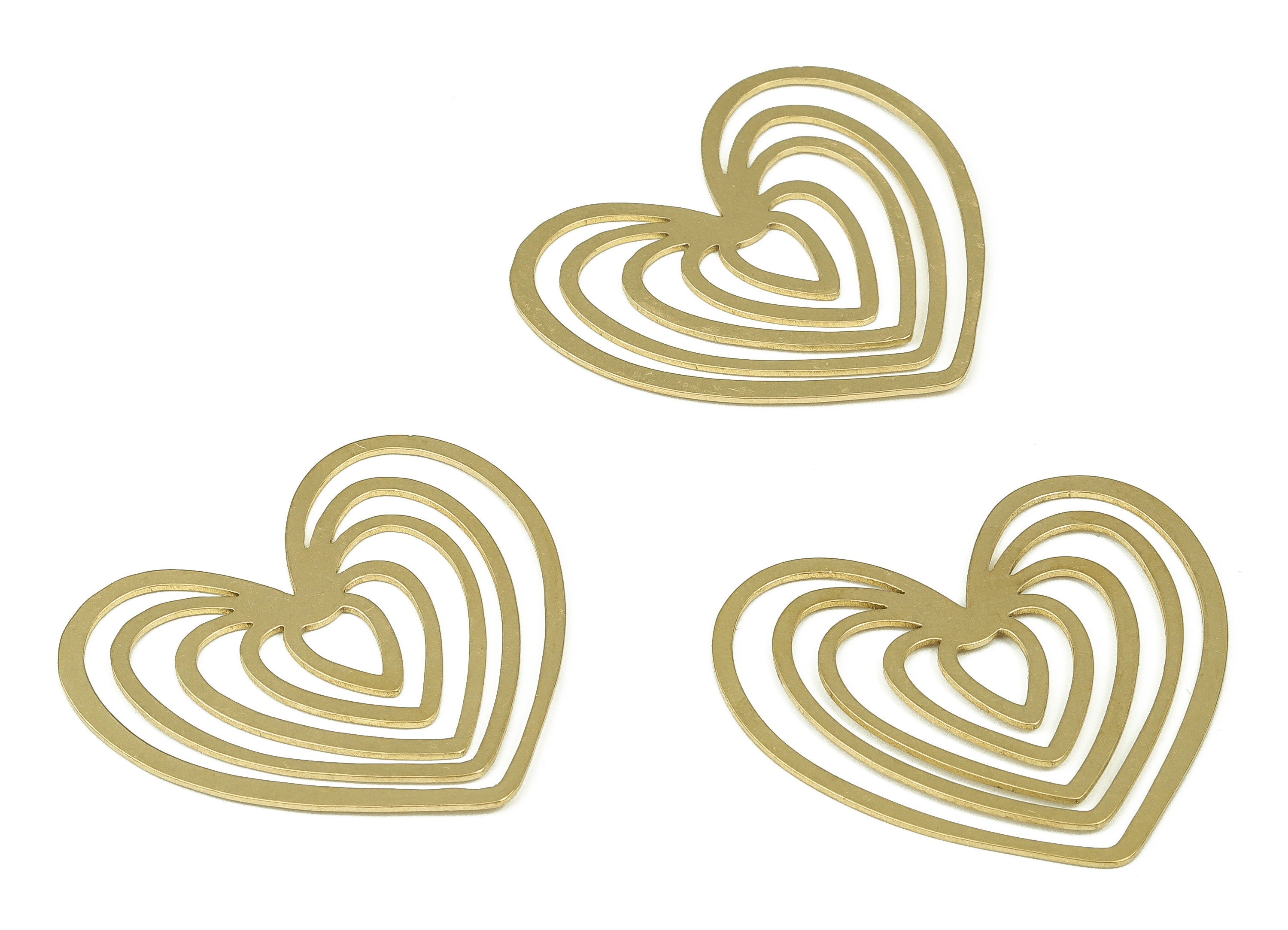 Brass Heart Charm Earring Findings - Raw Brass Geometric Heart Charm - Earring Heart Charm - Earring Findings - 39.99x36.11x0.79mm - PP4265 - DOMEDBAZAAR