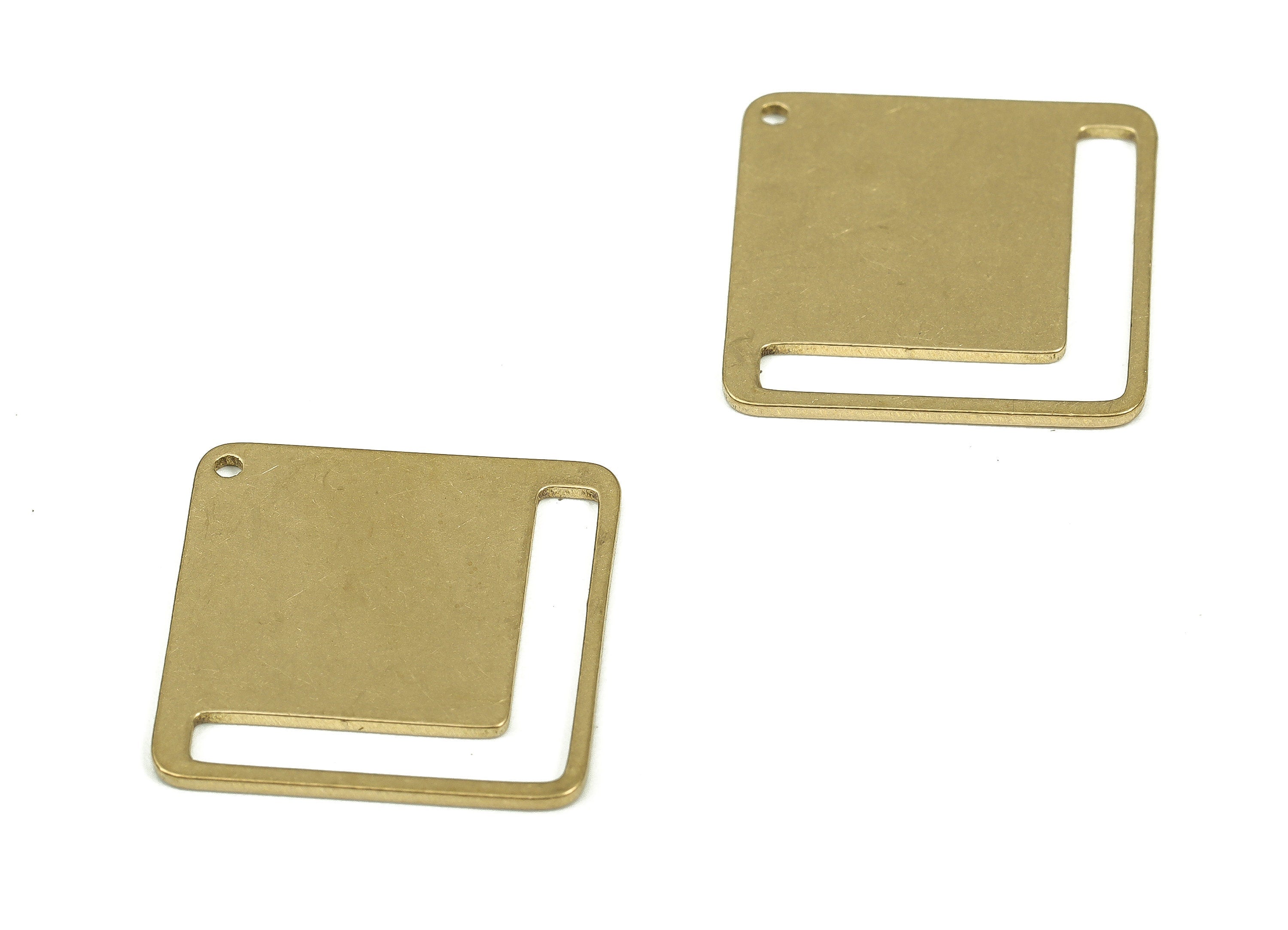Personalized stamping blank - Brass Square Earrings Connectors - Raw Brass Square Pendant Charms -17.13x7.13x0.81mm- PP4338 - DOMEDBAZAAR