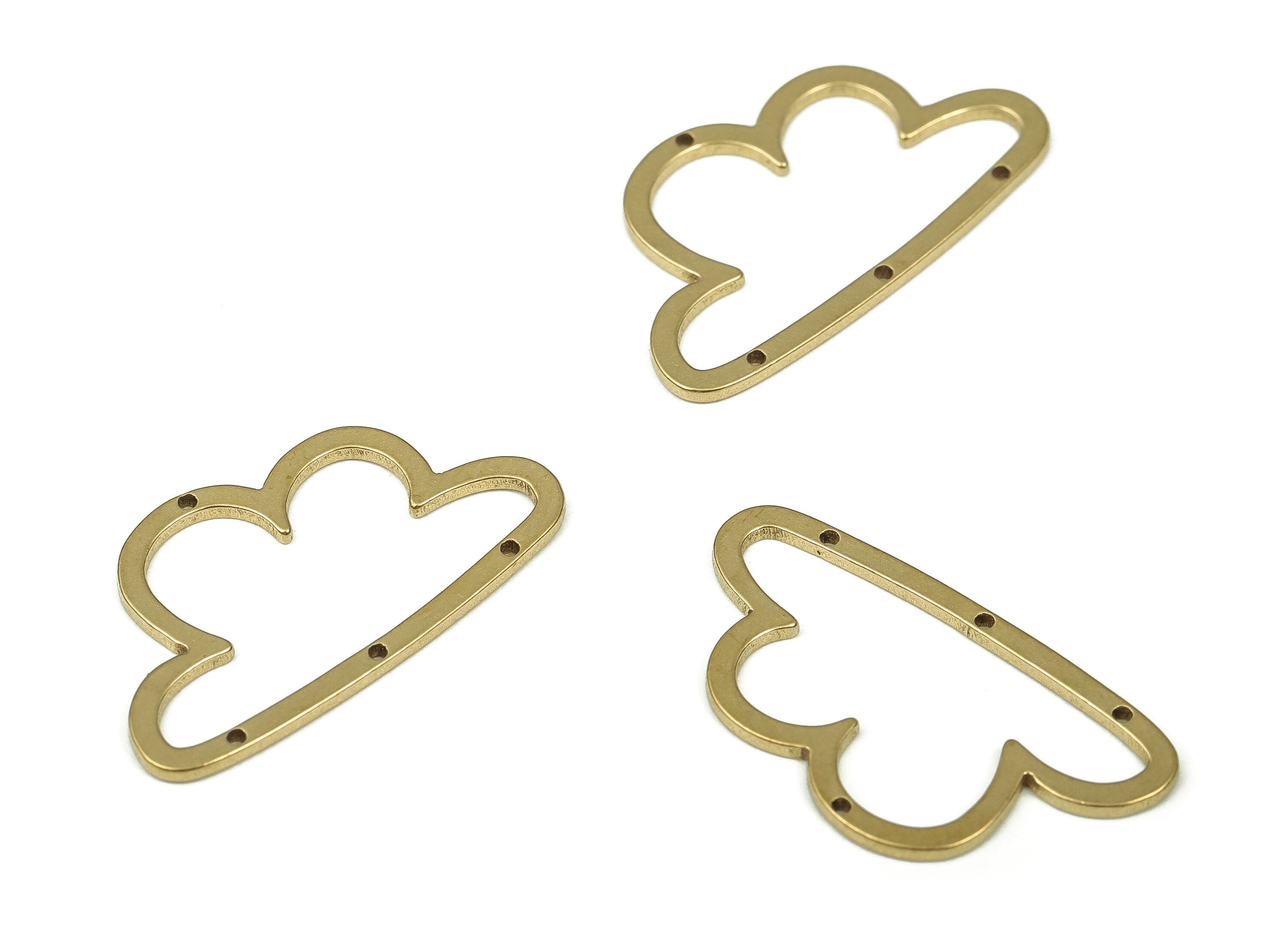 Raw Brass Cloud Charm – Brass Cloud Pendant –Could Connector – Cloud Earring Charm – Jewelry Supplies - 22.03x12.17x0.81mm - PP4272 - DOMEDBAZAAR
