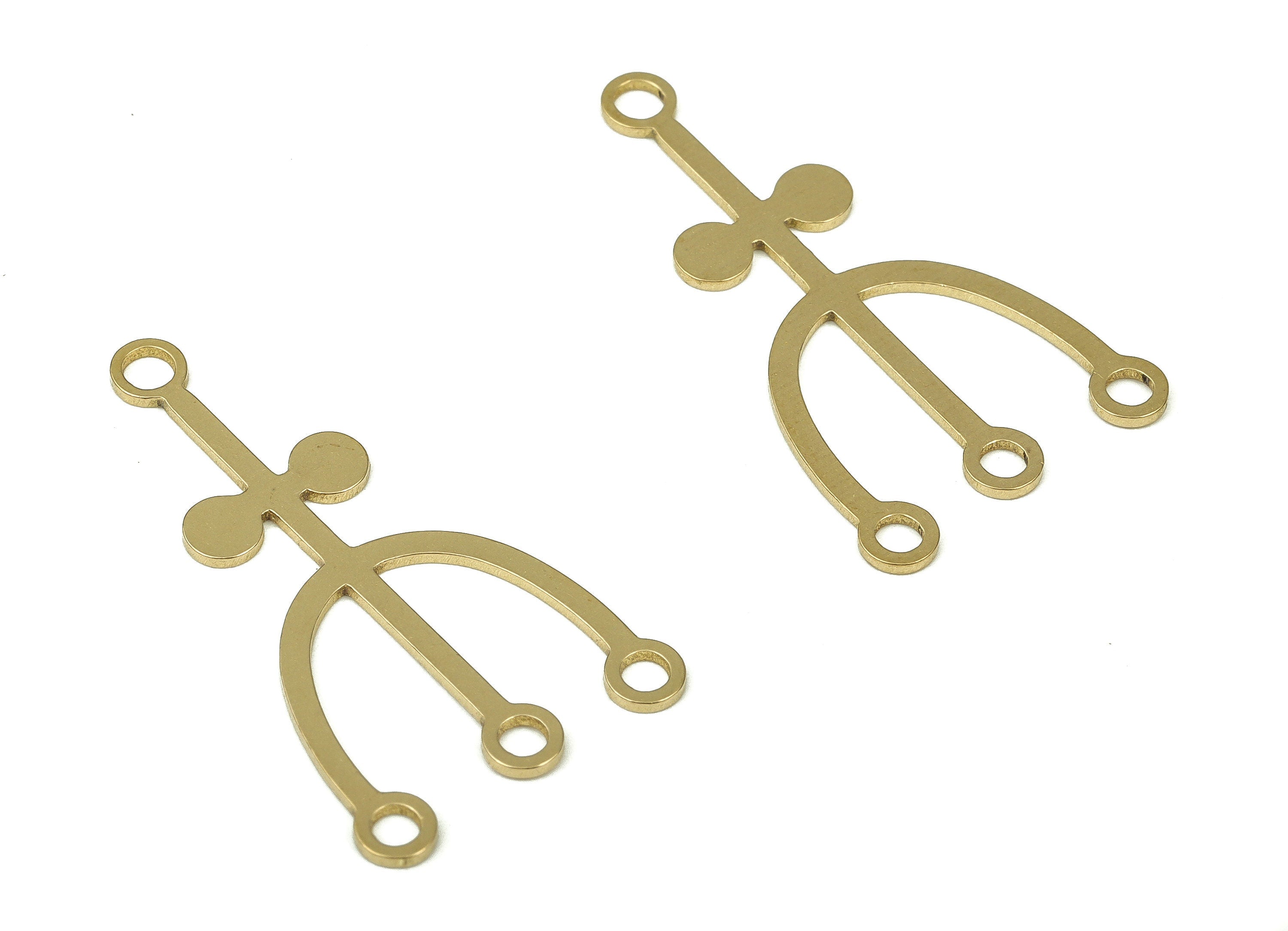 Brass Flower Earring Connector - Raw Brass Flower Earring Charms and Pendant - 4 Holes - Jewelry Making Supplies -29.8x16.78x0.7mm- PP4346 - DOMEDBAZAAR