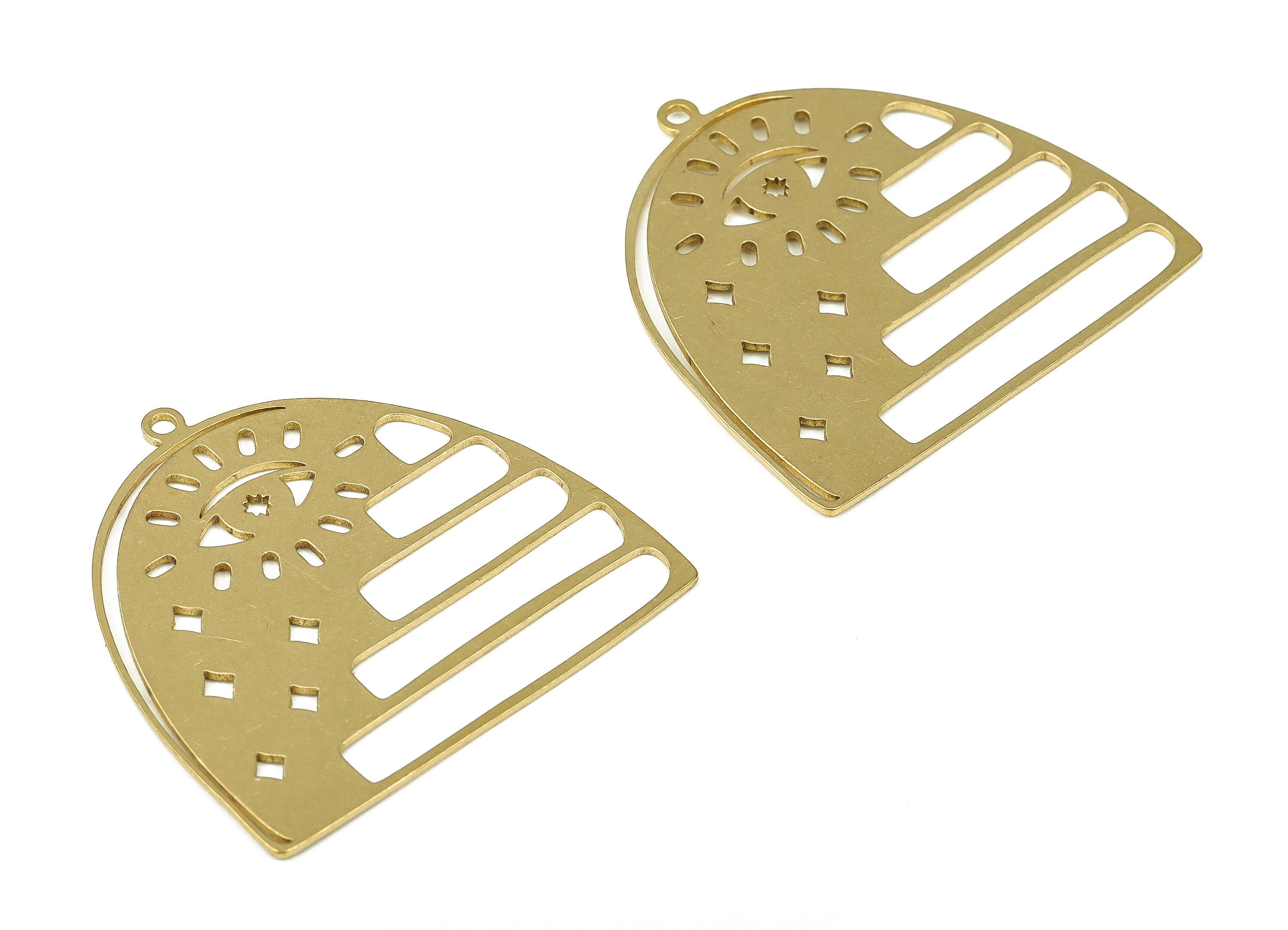 Brass Semicircle Earring Charm – Domed Pendant Charm – D Shape Charm – DIY Jewelry Making Supplies - 34.86x33.51x0.7mm - PP4276 - DOMEDBAZAAR