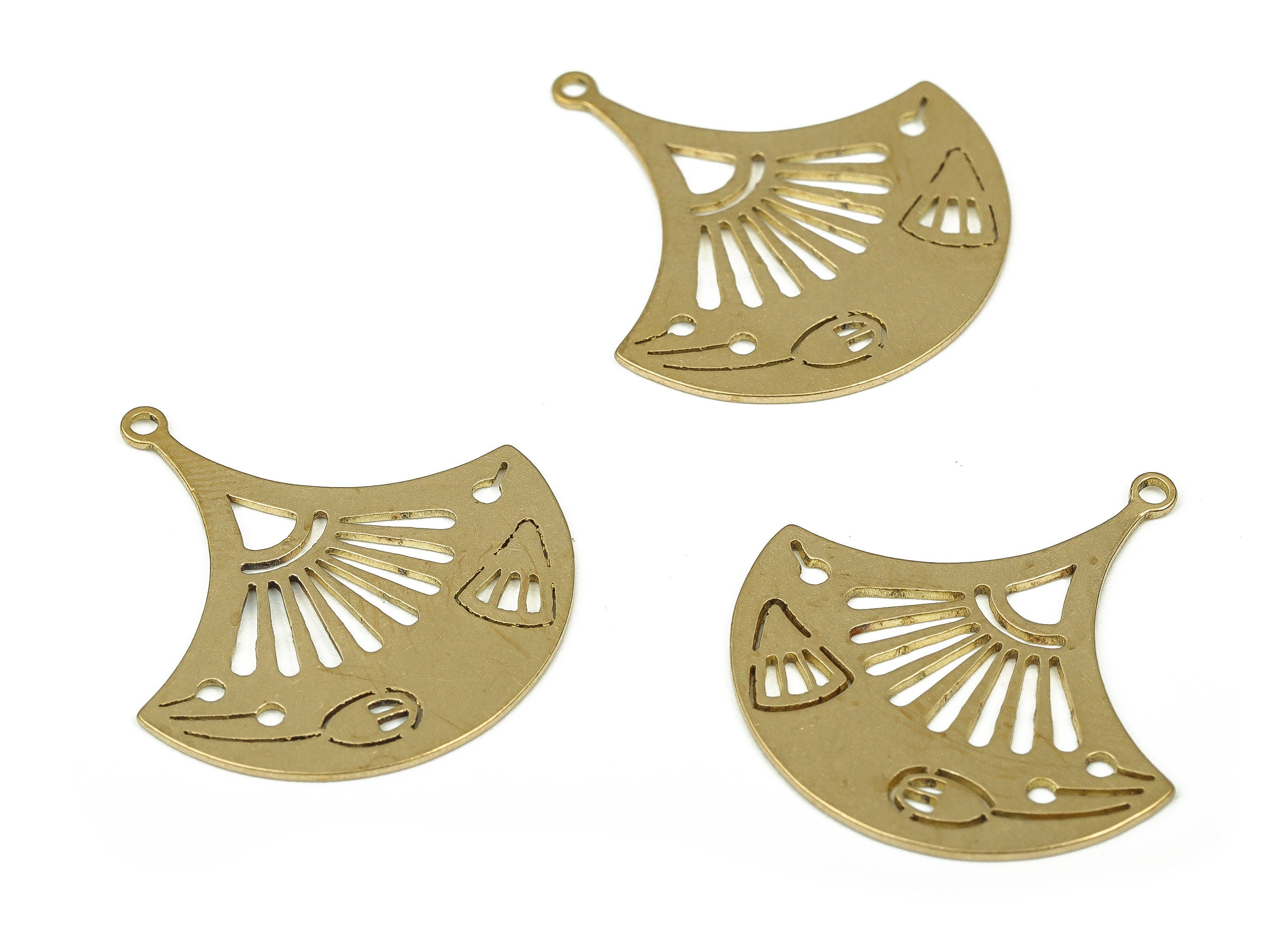 Raw Brass Fan Shape Pendants – Fan Earring Charm – Earring Findings – DIY Jewelry Making Supplies - 24.12x22.32x0.59mm - PP4278 - DOMEDBAZAAR