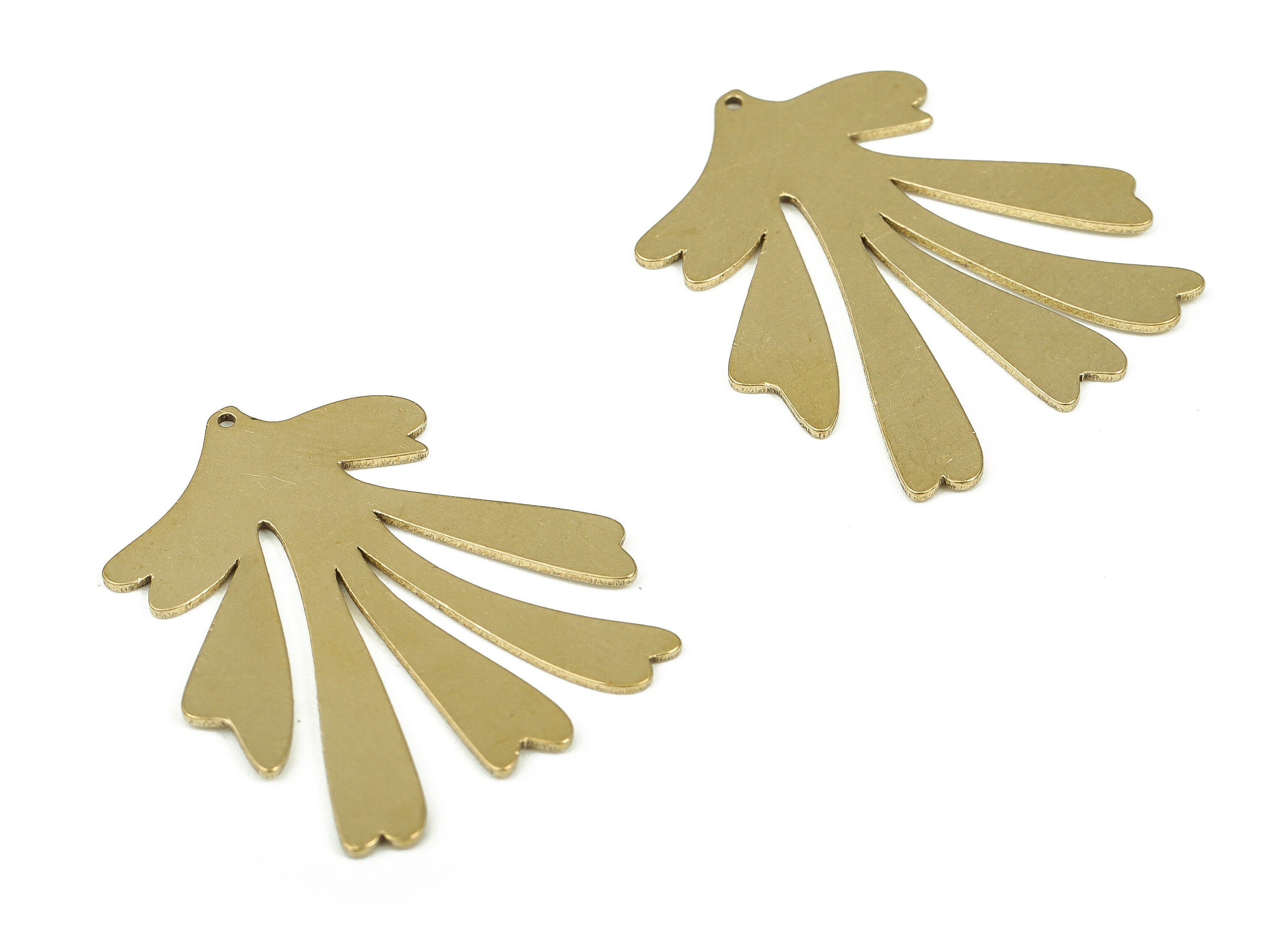 Raw Brass Flower Charms - Brass Flower Pendant Charm - Brass Floral Earrings Charm - DIY Jewelry Making Supplies -24.52x20.81x0.76mm- PP4347 - DOMEDBAZAAR