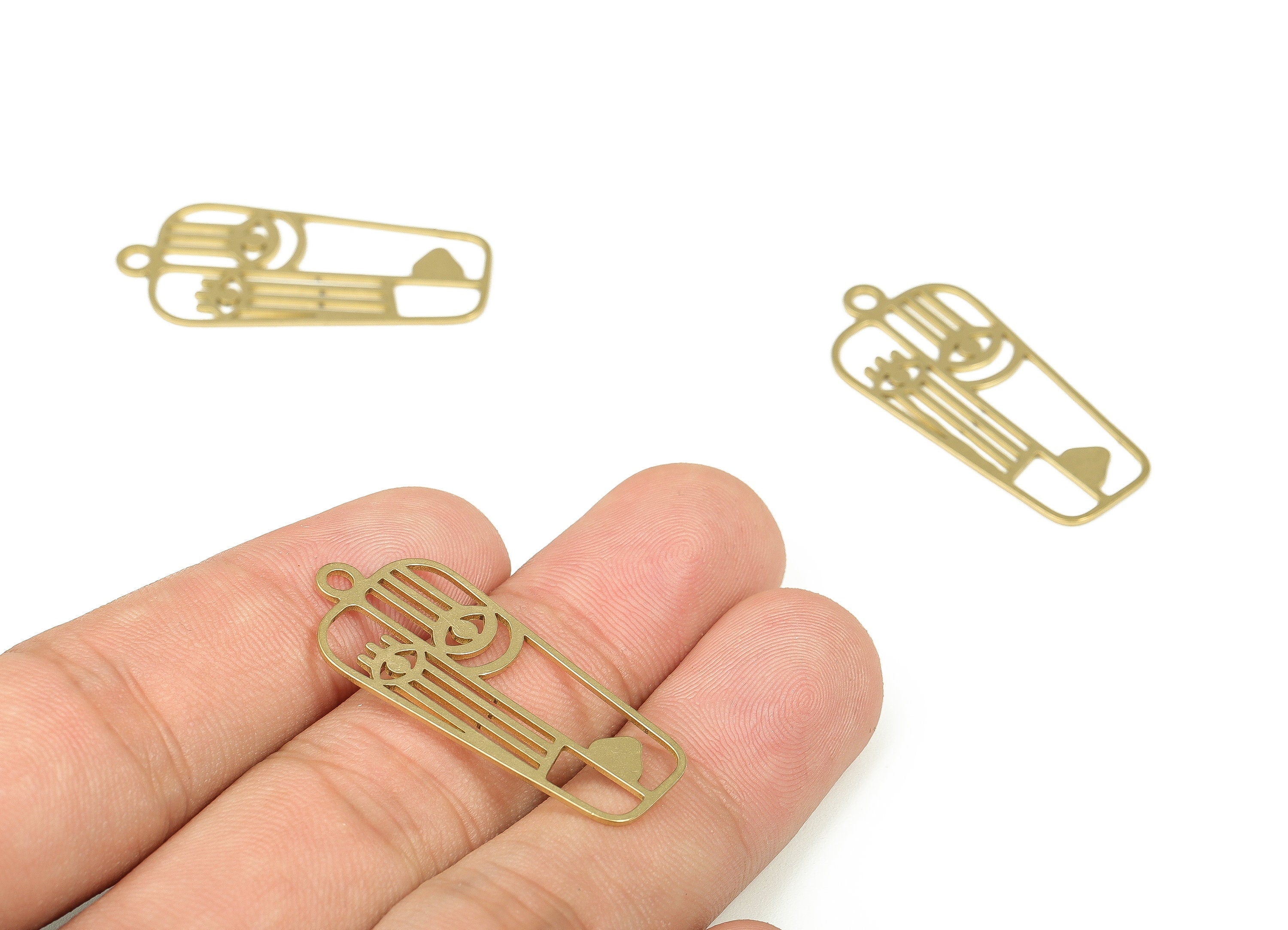 Silhouette 2 in 1 Face Earring Charm – Abstract Face Pendant – Brass Face Charm – Jewelry Making Supplies - 34.98x16x0.77mm - PP4301 - DOMEDBAZAAR