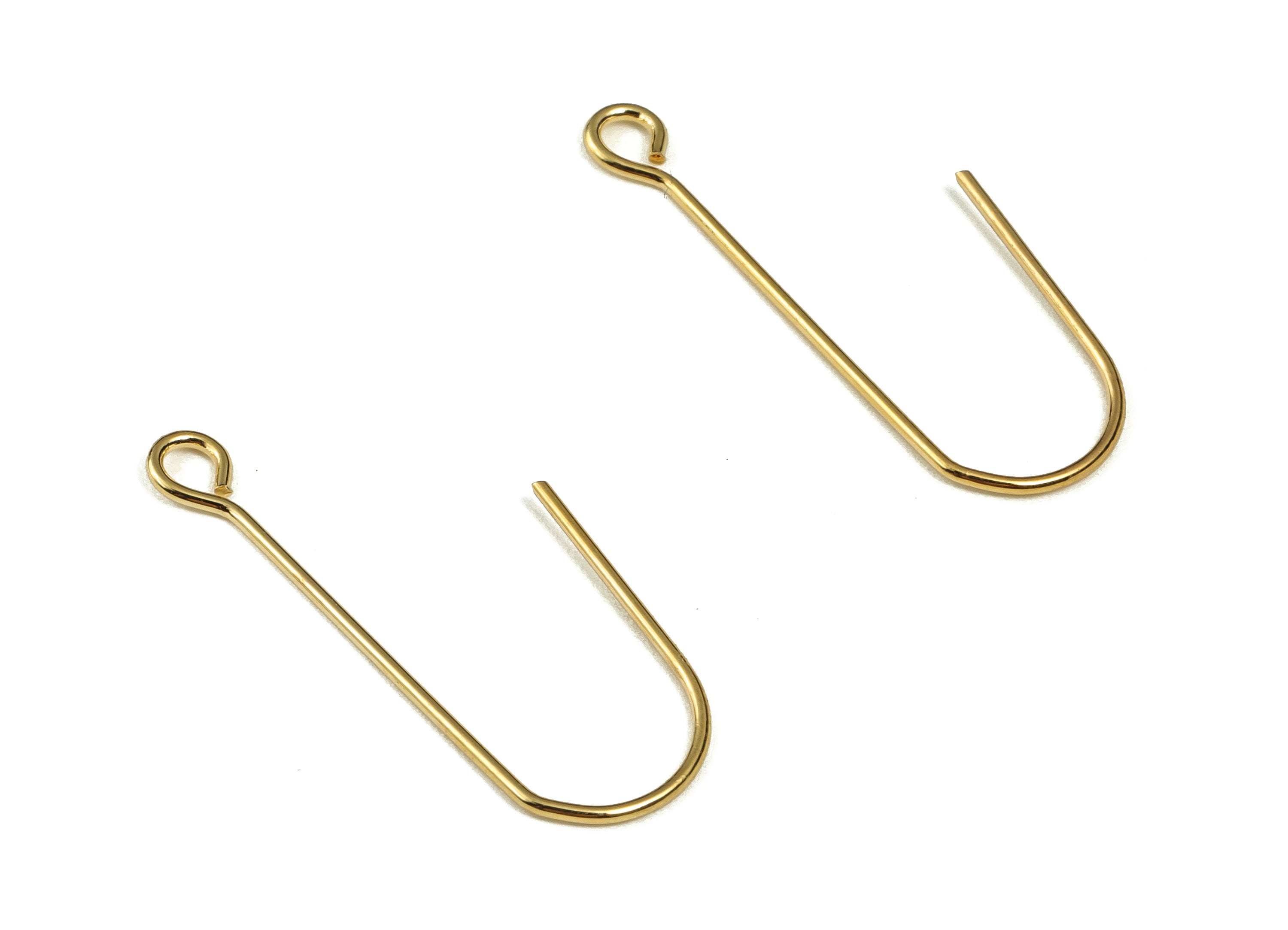 Brass Earring Hooks - 18K Real Gold Plated - Brass Gold Earring Wires - Brass Jewelry Making Supplies - 26.12x15.01x9.92mm - RGP3309 - DOMEDBAZAAR