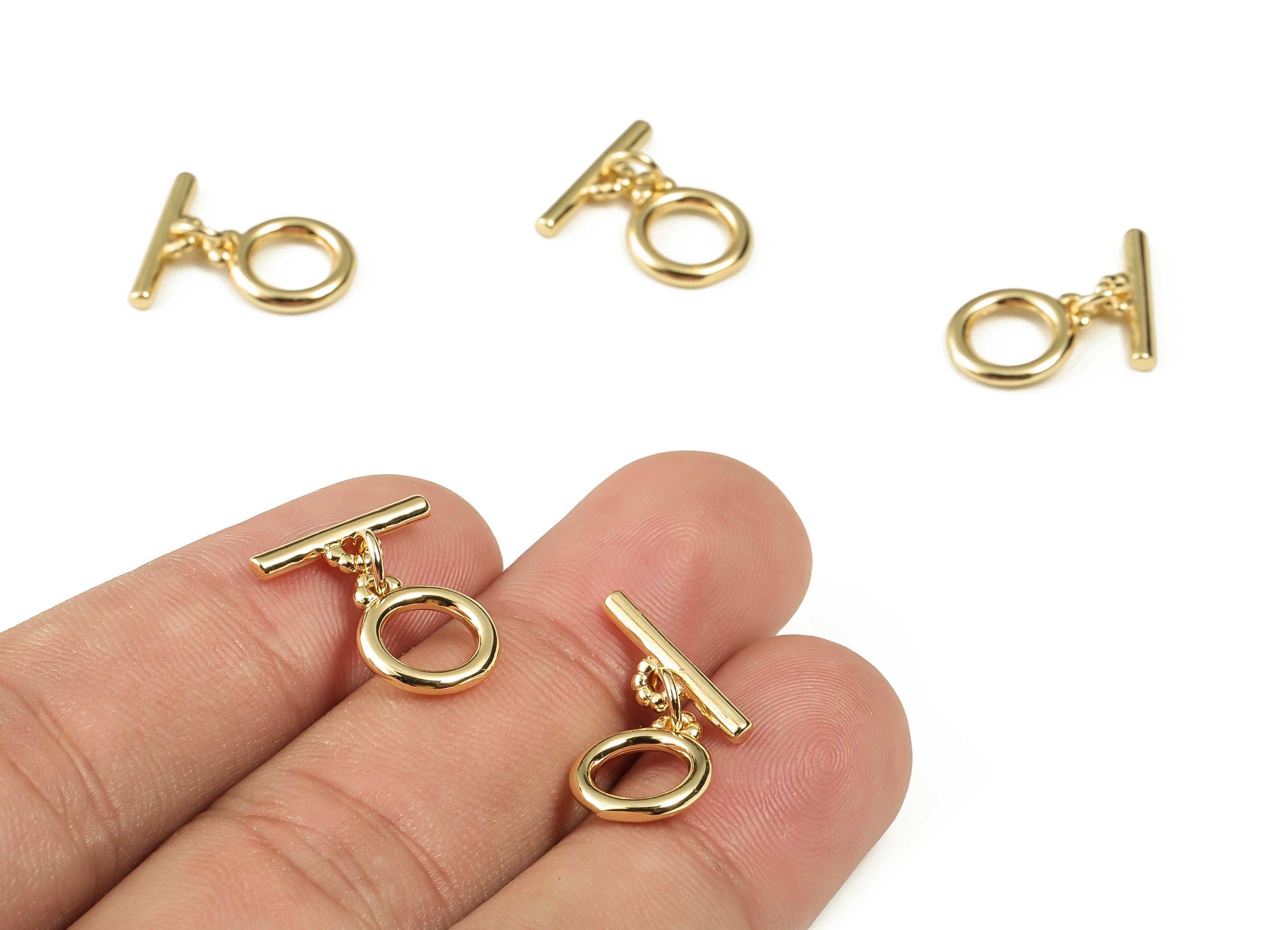 Brass Gold Plated Round Toggle Clasps – Ring Round Clasp Brass Toggle Clasp - 18K Real Gold Plated Brass – 16.29×14.48×1.66mm - RGP3192 - DOMEDBAZAAR