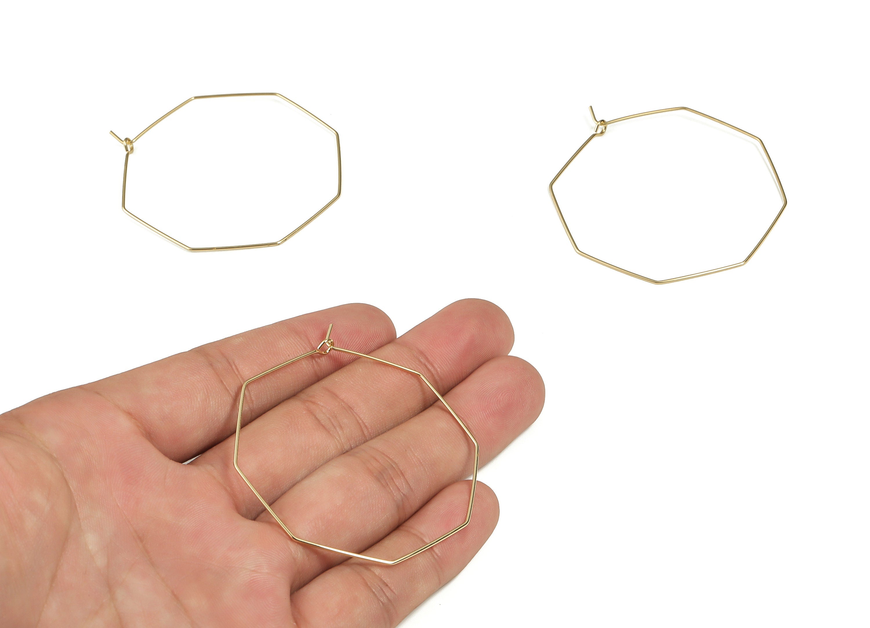 Wire Octagon Charm - Brass Wire Octagon Earring – 18K Real Gold Plated Brass – Jewelry Making Supplies – 59.15x49.54x0.71mm – RGP3230 - DOMEDBAZAAR