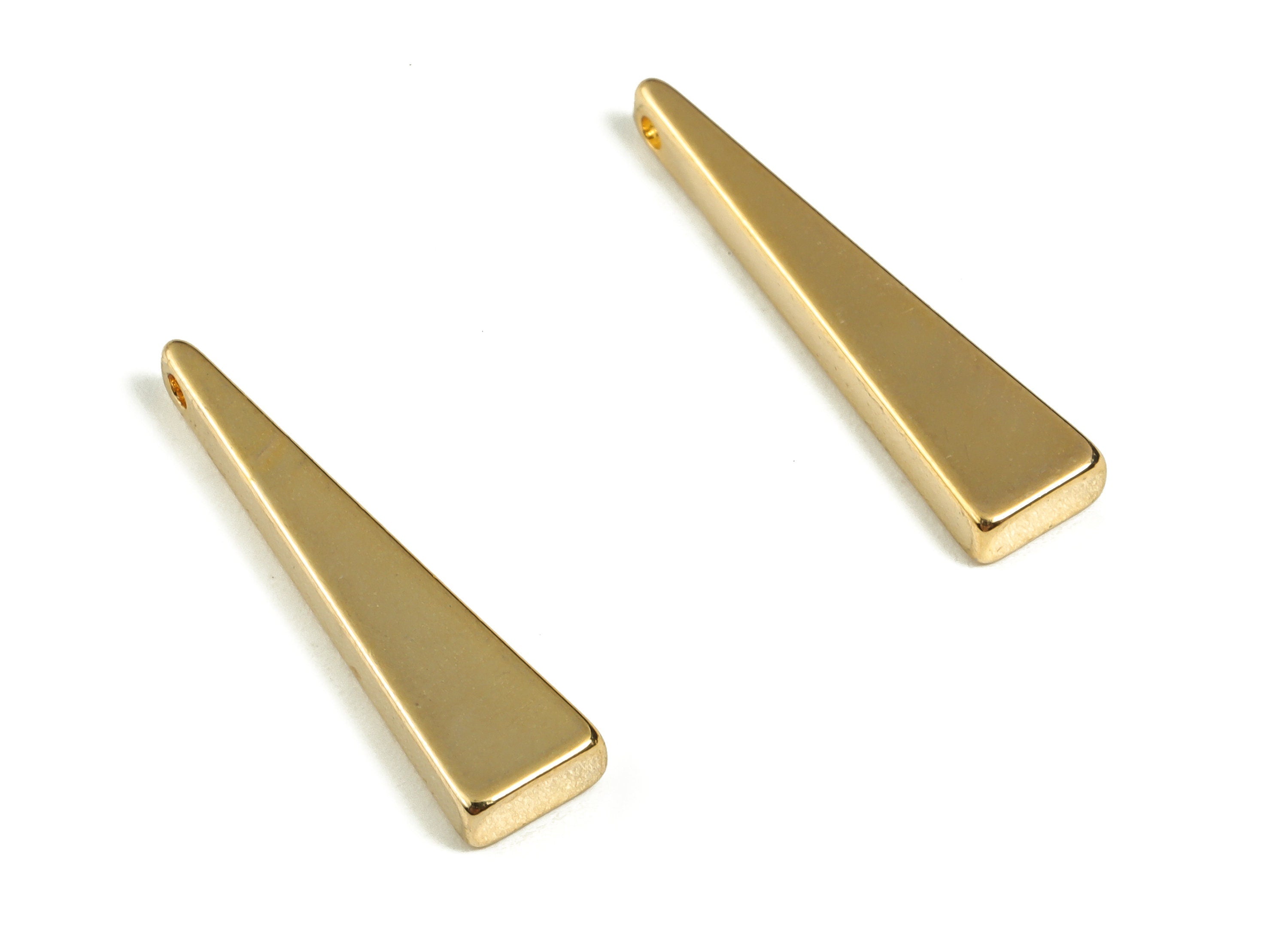 Brass Bar Charm Pendant - Brass Triangle Charm earrings - 18K Real Gold Plated Brass - DIY Jewelry Supplies - 22.58x5.45x2.63mm - RGP3096 - DOMEDBAZAAR