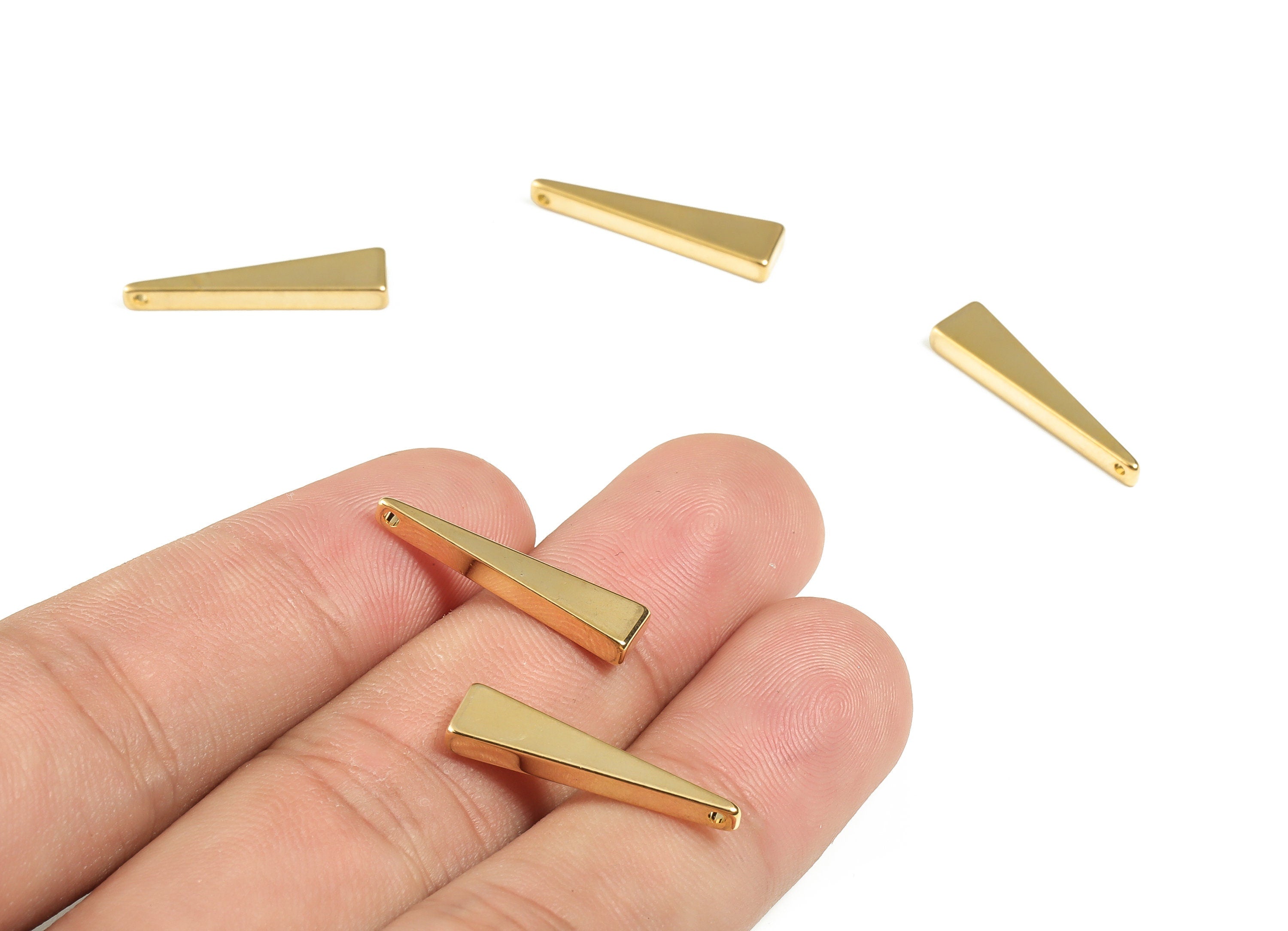Brass Bar Charm Pendant - Brass Triangle Charm earrings - 18K Real Gold Plated Brass - DIY Jewelry Supplies - 22.58x5.45x2.63mm - RGP3096 - DOMEDBAZAAR