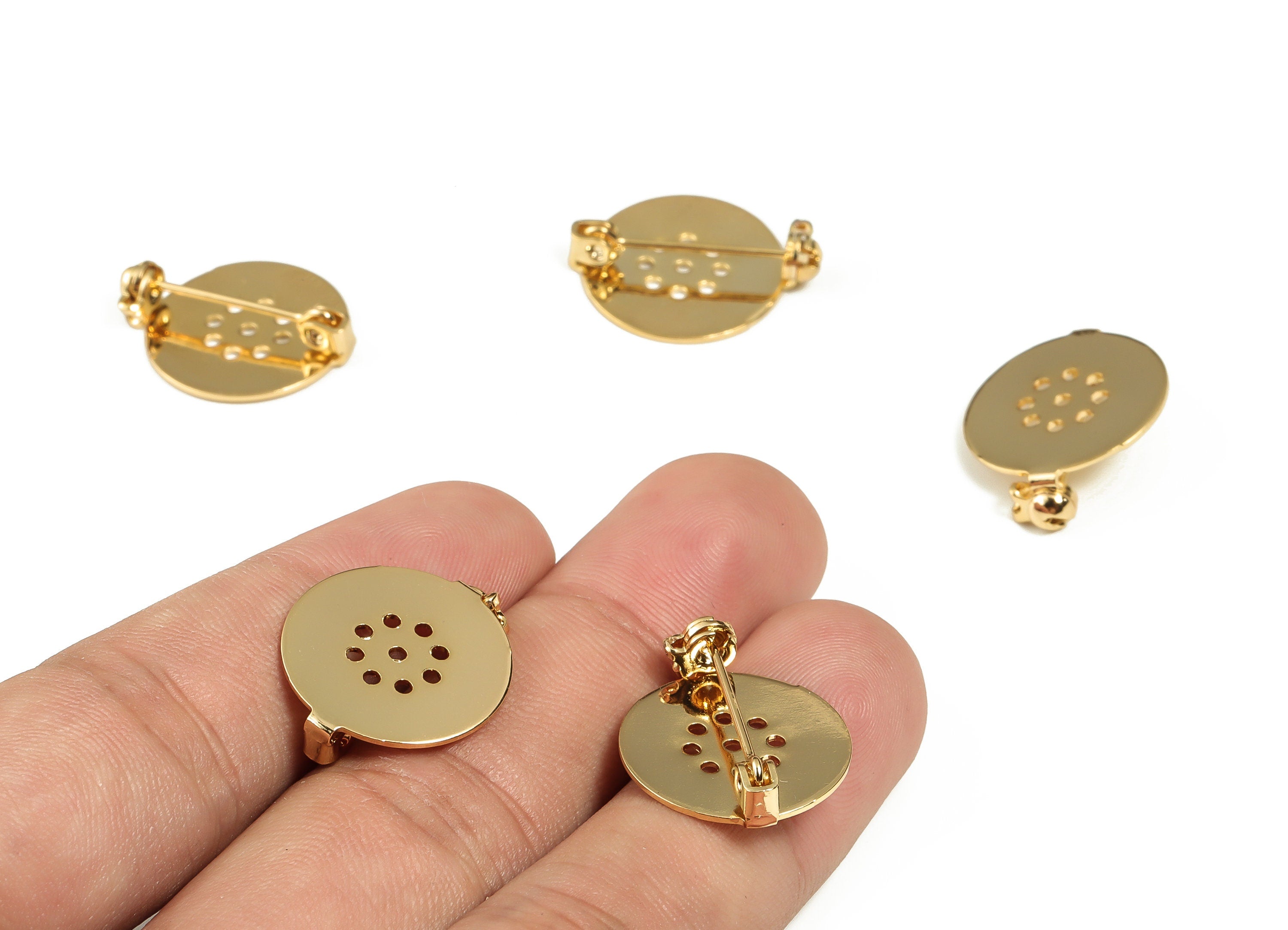 Brass Earring Round Earring - Zircon Gold Plated Pendant – 18K Real Gold Plated Brass – Jewelry Supplies - 21.64×17.87×0.71mm - RGP3254 - DOMEDBAZAAR
