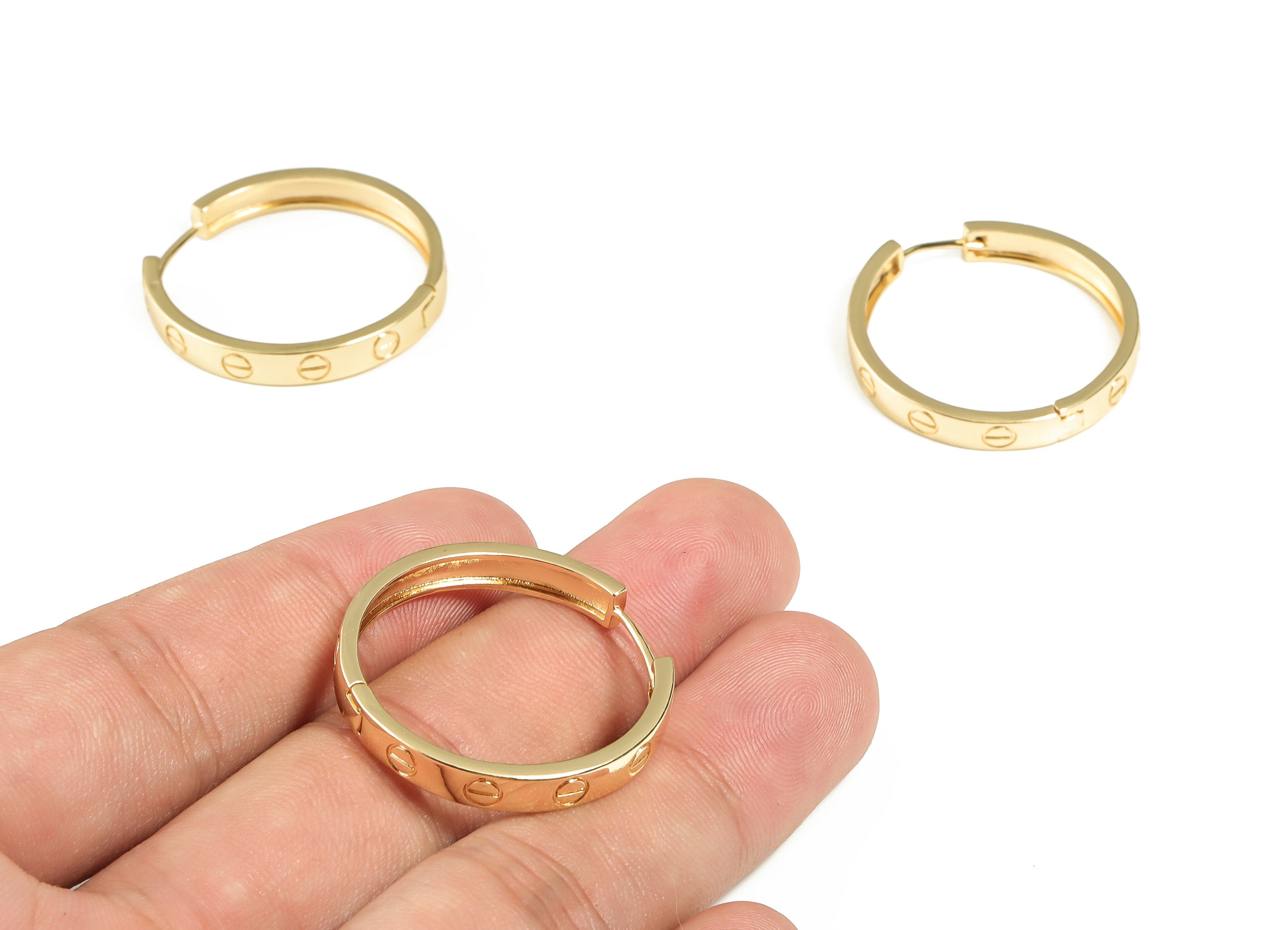 Brass Round Huggie Hoops - Wide Hoop Earrings - Raw Brass Earrings - Small Hoop Earrings - 18k Gold Plated Brass -29.8x29.21x1.86mm- RGP3260 - DOMEDBAZAAR