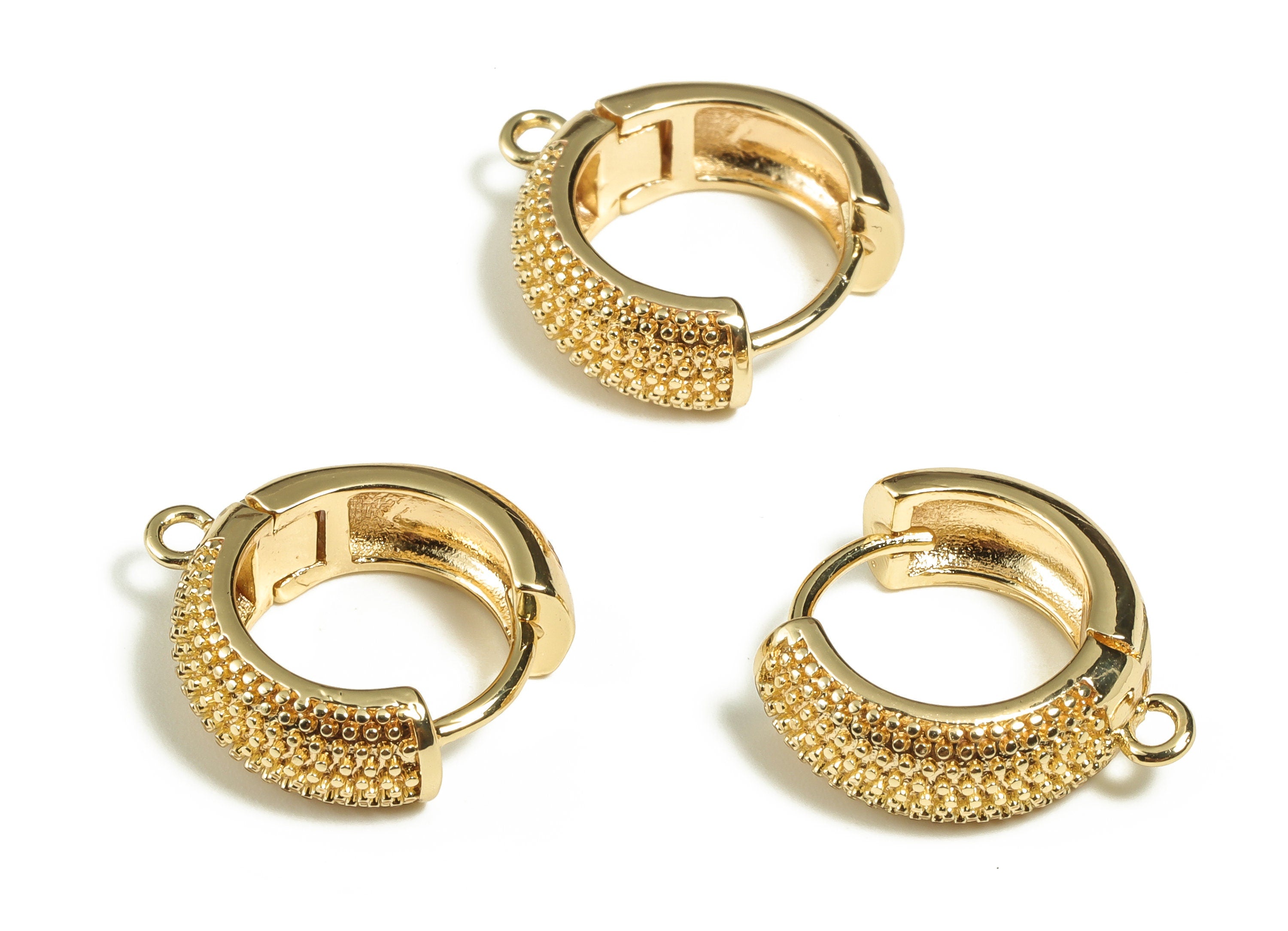 Brass Round Hoop Earring - Dainty Hoop Earrings - 18k Gold Plated Brass Circle Hoop Earrings - Jewelry Supplies -15.42x14.81x2.37mm- RGP3204 - DOMEDBAZAAR