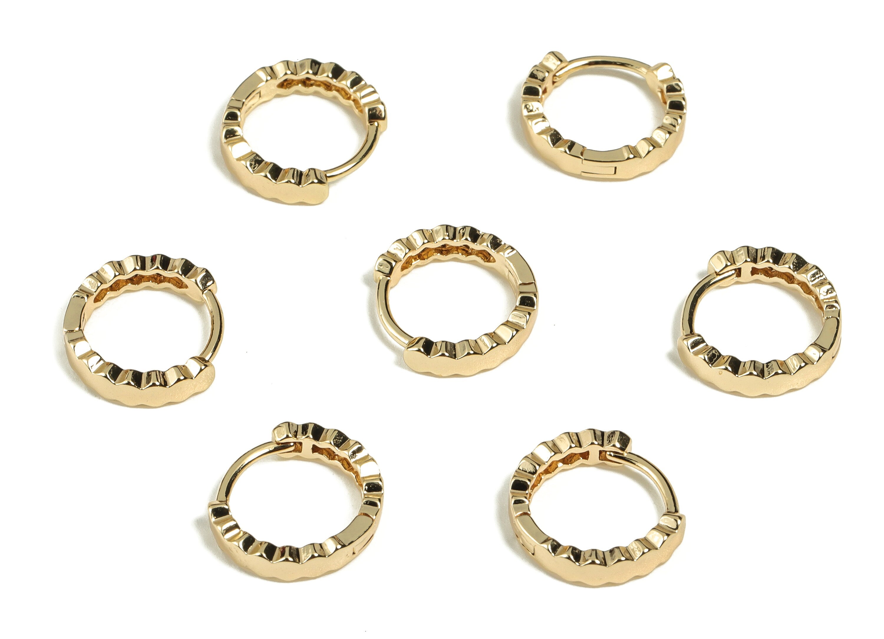Brass Round Hoop Earring - Brass Hoop Stud Earring - Dainty Earrings - 18k Gold Plated Brass - Jewelry Supplies -12.43x11.64x1.27mm- RGP3258 - DOMEDBAZAAR