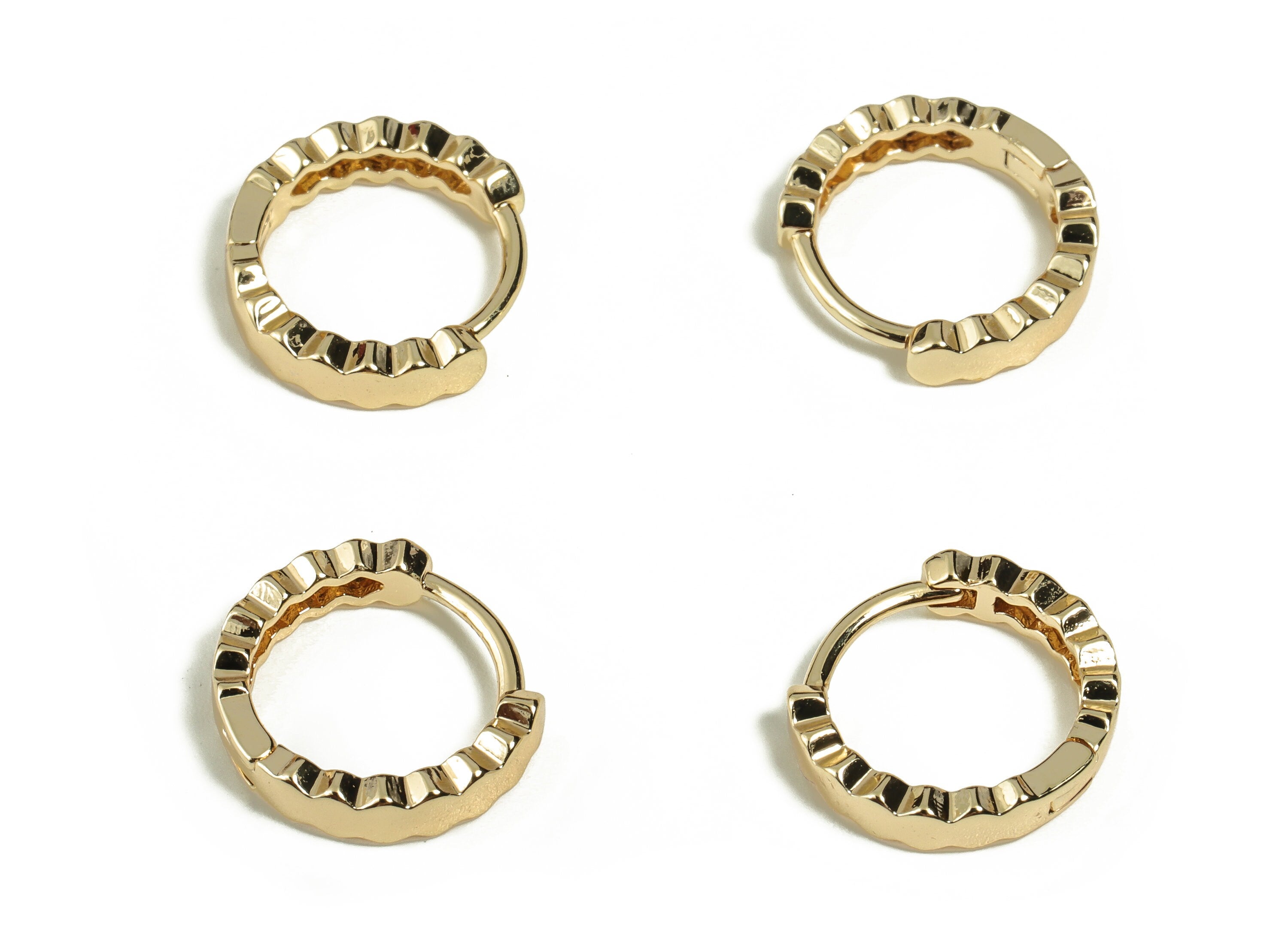Brass Round Hoop Earring - Brass Hoop Stud Earring - Dainty Earrings - 18k Gold Plated Brass - Jewelry Supplies -12.43x11.64x1.27mm- RGP3258 - DOMEDBAZAAR