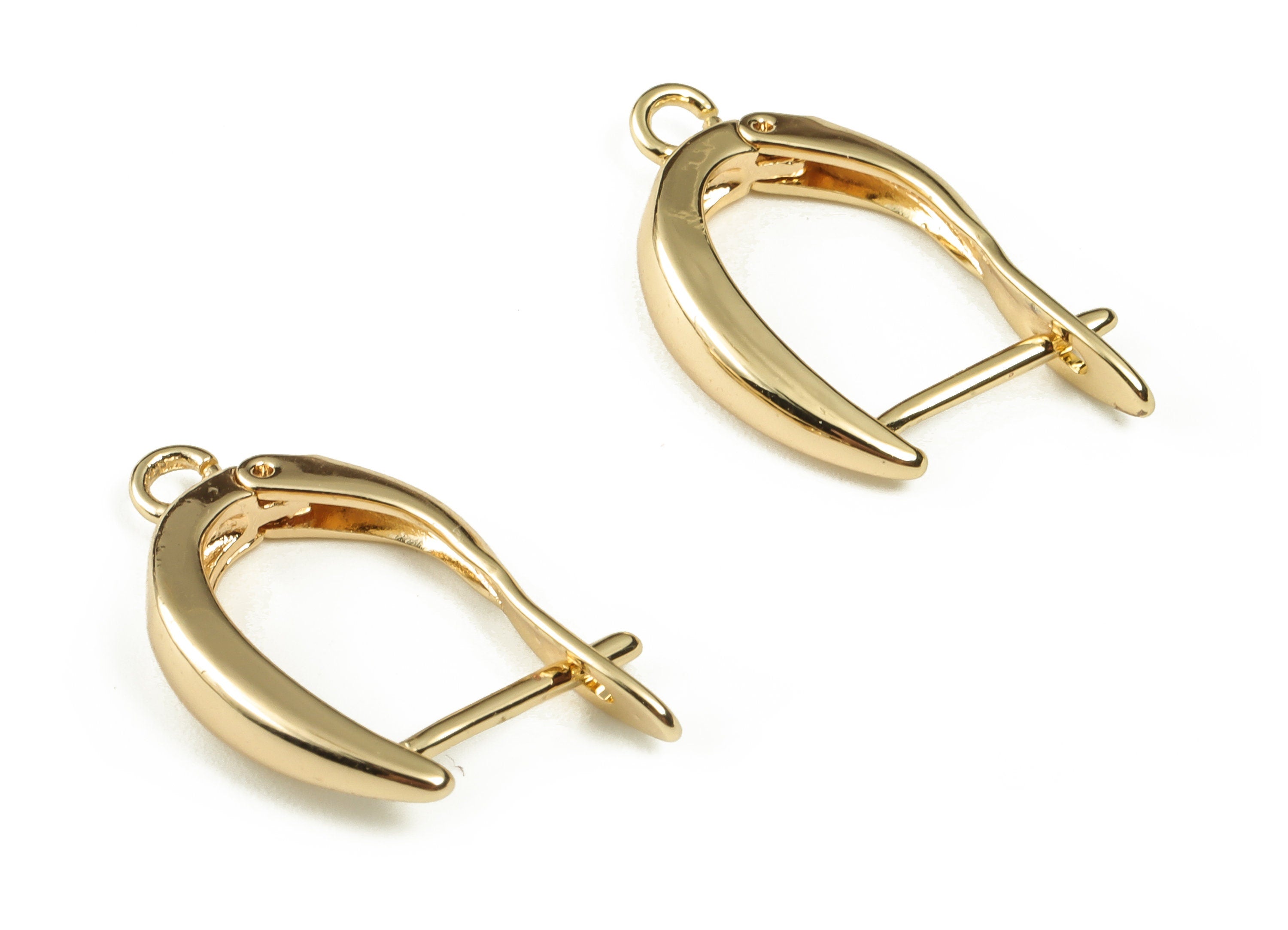 Brass Stud Earrings – Brass Stud Earrings Finding With Hole Loop – 18K Real Gold Plated Brass - Jewelry Supplies - 20.6x11.6x2.2mm - RGP3298 - DOMEDBAZAAR